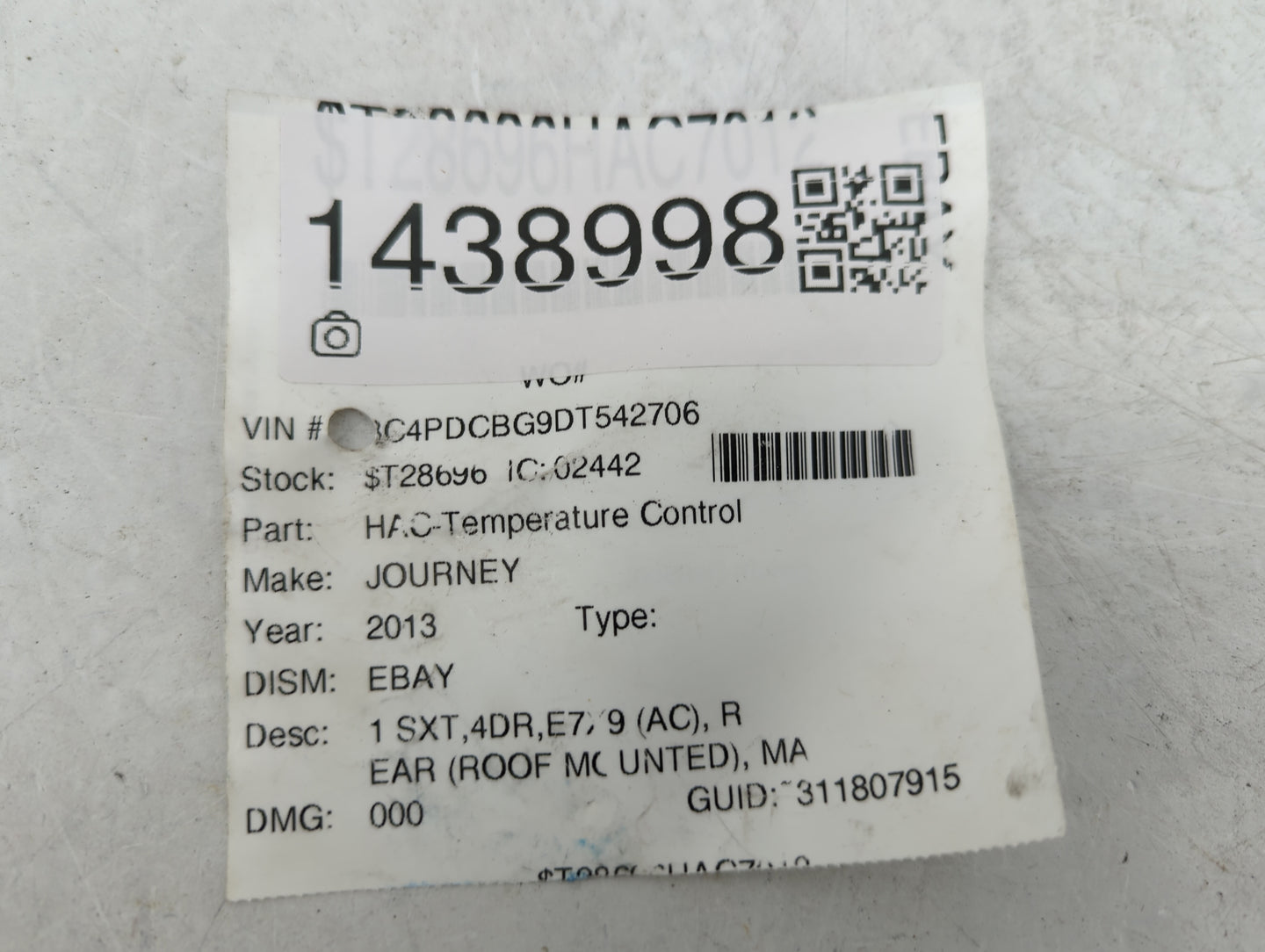 2011-2020 Dodge Journey Climate Control Module Temperature AC/Heater Replacement P/N:55111723AE HH2A00 Fits OEM Used Auto Pa