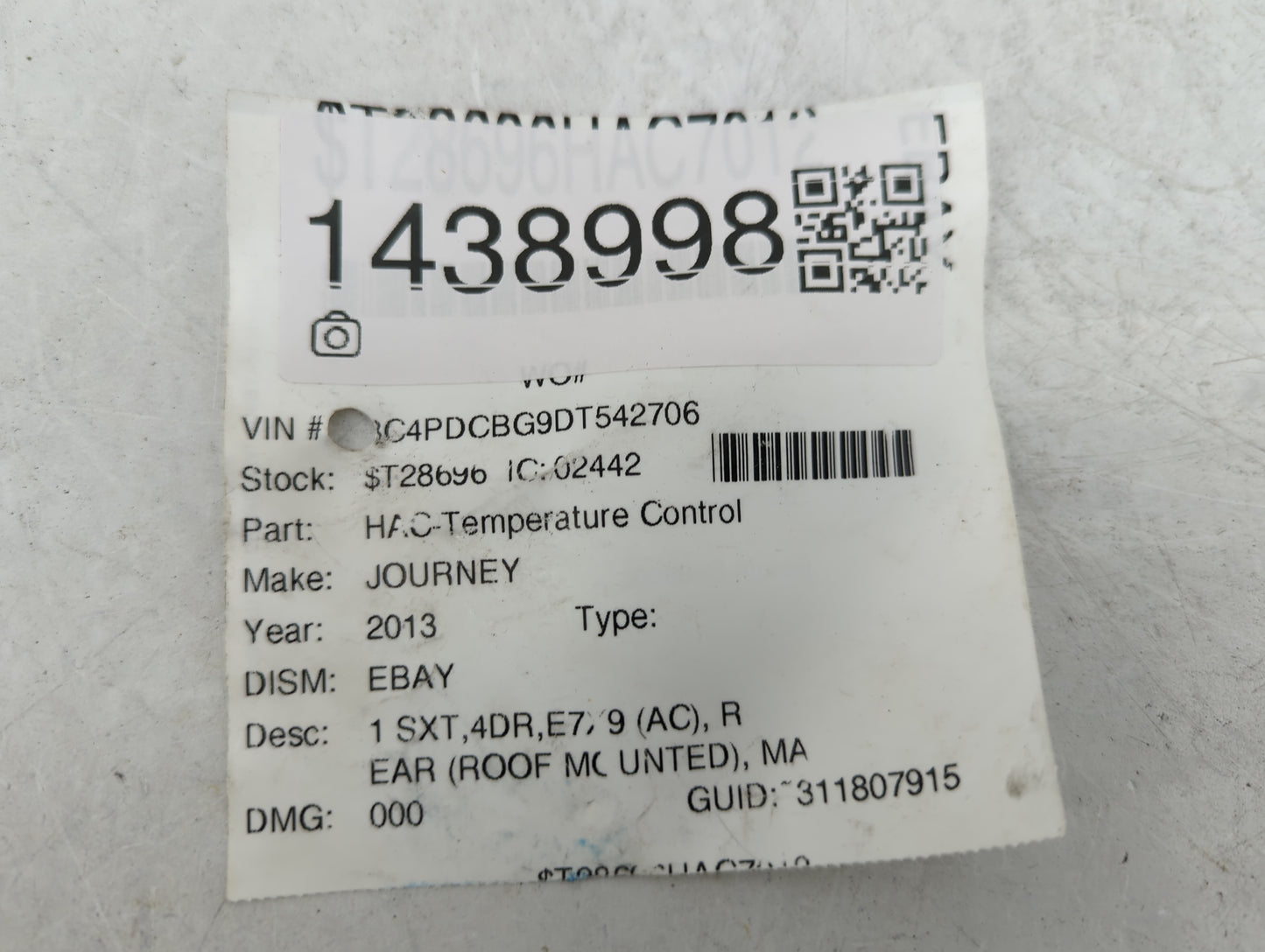 2011-2020 Dodge Journey Climate Control Module Temperature AC/Heater Replacement P/N:55111723AE HH2A00 Fits OEM Used Auto Pa