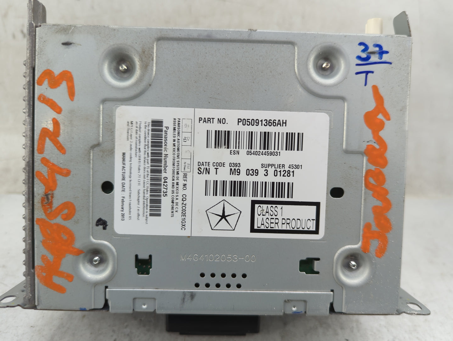 2013 Dodge Journey Radio AM FM Cd Player Receiver Replacement P/N:P05091366AH CQ-ZC02E1GXC, M4G4102036-00 Fits OEM Used Auto