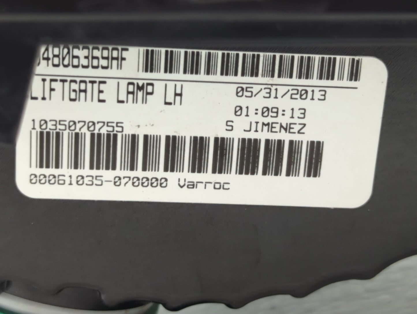 2013 Dodge Journey Tail Light Assembly Driver Left OEM P/N:04806369AF 04806369AB Fits OEM Used Auto Parts - Oemusedautoparts