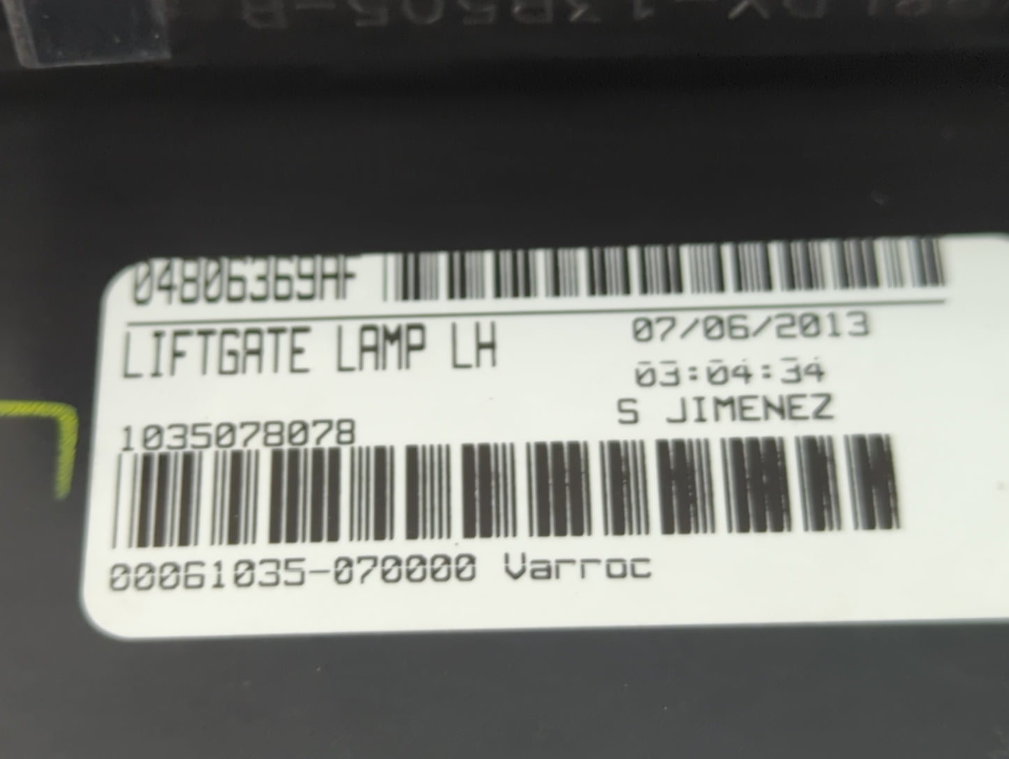2013 Dodge Journey Tail Light Assembly Driver Left OEM P/N:04896369AF Fits OEM Used Auto Parts - Oemusedautoparts1.com