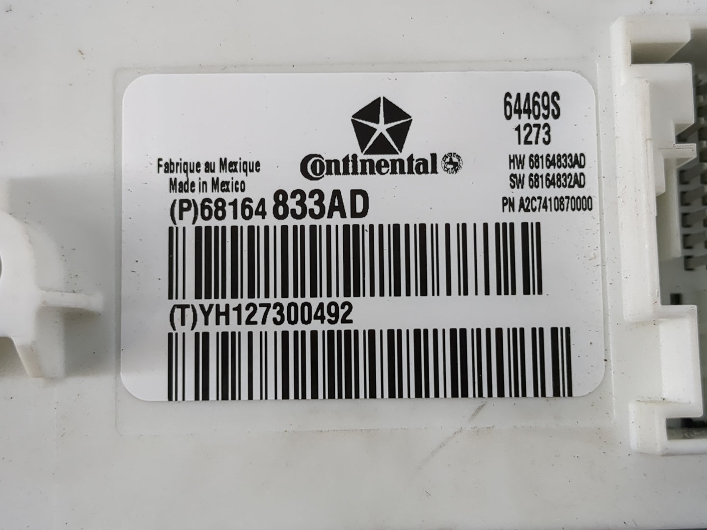 2013 Dodge Journey Chassis Control Module Ccm Bcm Body Control 68164833ad - Oemusedautoparts1.com