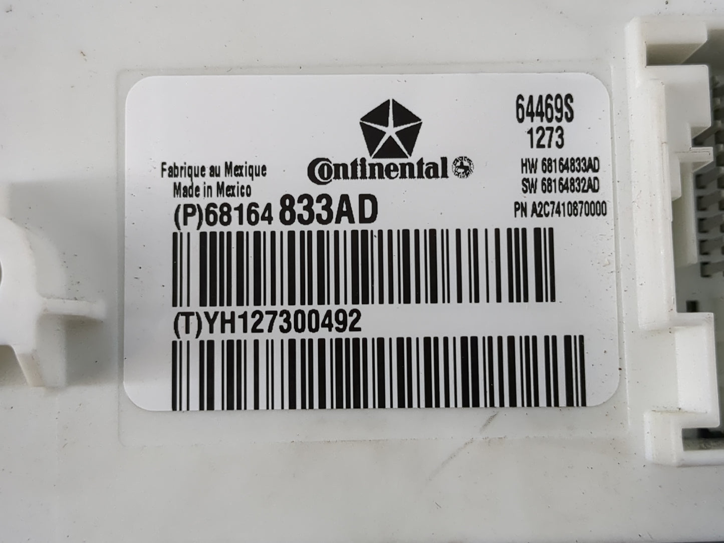 2013 Dodge Journey Chassis Control Module Ccm Bcm Body Control 68164833ad - Oemusedautoparts1.com