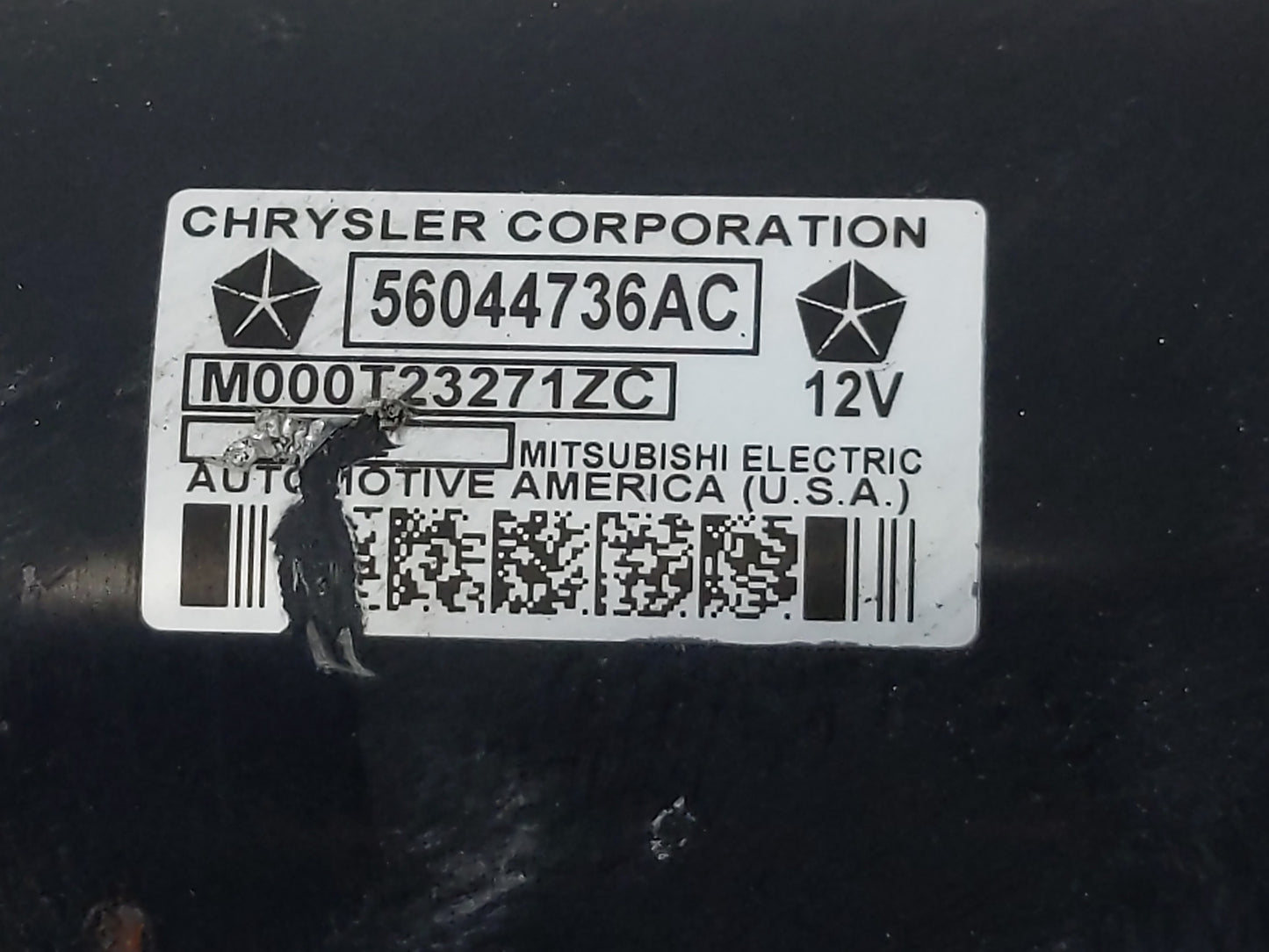 2013 Dodge Ram 1500 Car Starter Motor Solenoid OEM P/N:56044736AC Fits OEM Used Auto Parts - Oemusedautoparts1.com