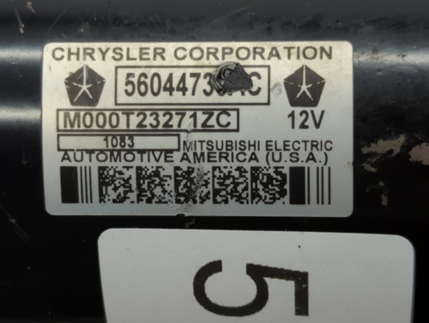 2013 Dodge Ram 1500 Car Starter Motor Solenoid OEM P/N:M000T23271ZC 56044734AC Fits OEM Used Auto Parts - Oemusedautoparts1.