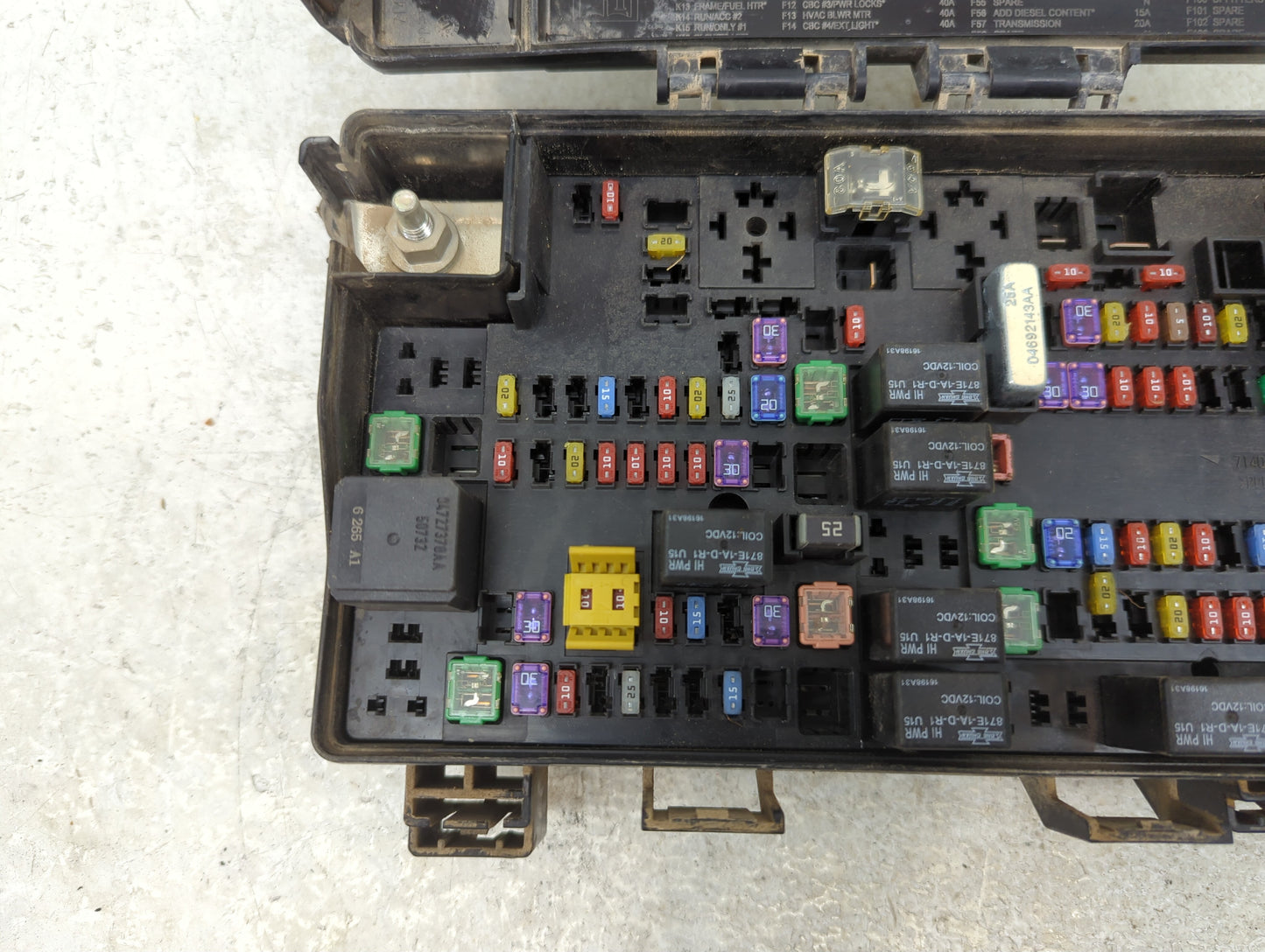 2013 Dodge Ram 2500 Fusebox Fuse Box Panel Relay Module P/N:68137438AD Fits OEM Used Auto Parts - Oemusedautoparts1.com