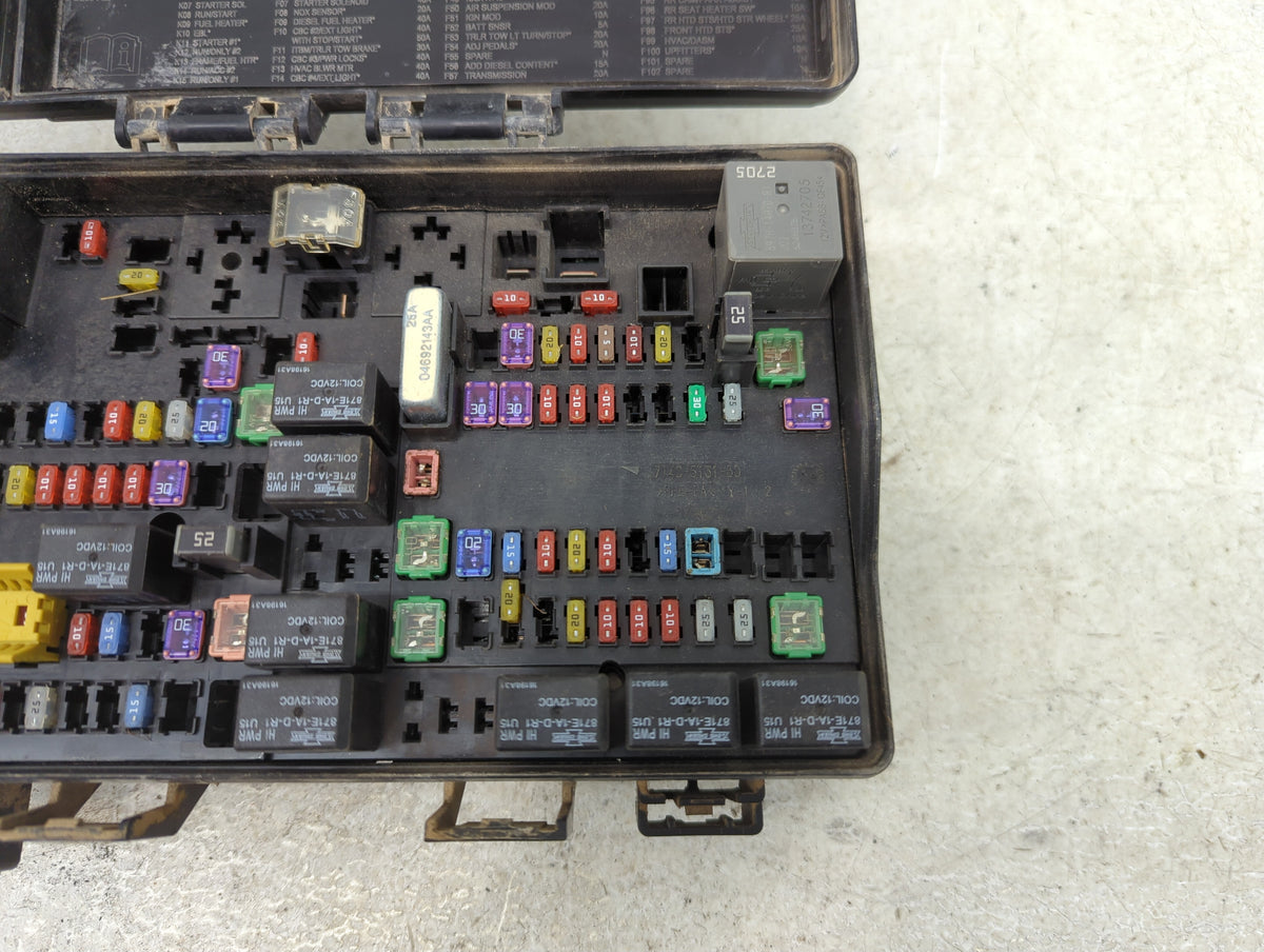2013 Dodge Ram 2500 Fusebox Fuse Box Panel Relay Module P/N:68137438AD Fits OEM Used Auto Parts - Oemusedautoparts1.com