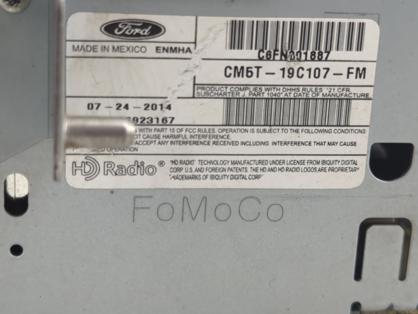 2013-2015 Ford C-Max Radio AM FM Cd Player Receiver Replacement P/N:CM5T-19C107-DH C6DH001793 Fits Fits 2013 2014 2015 OEM U