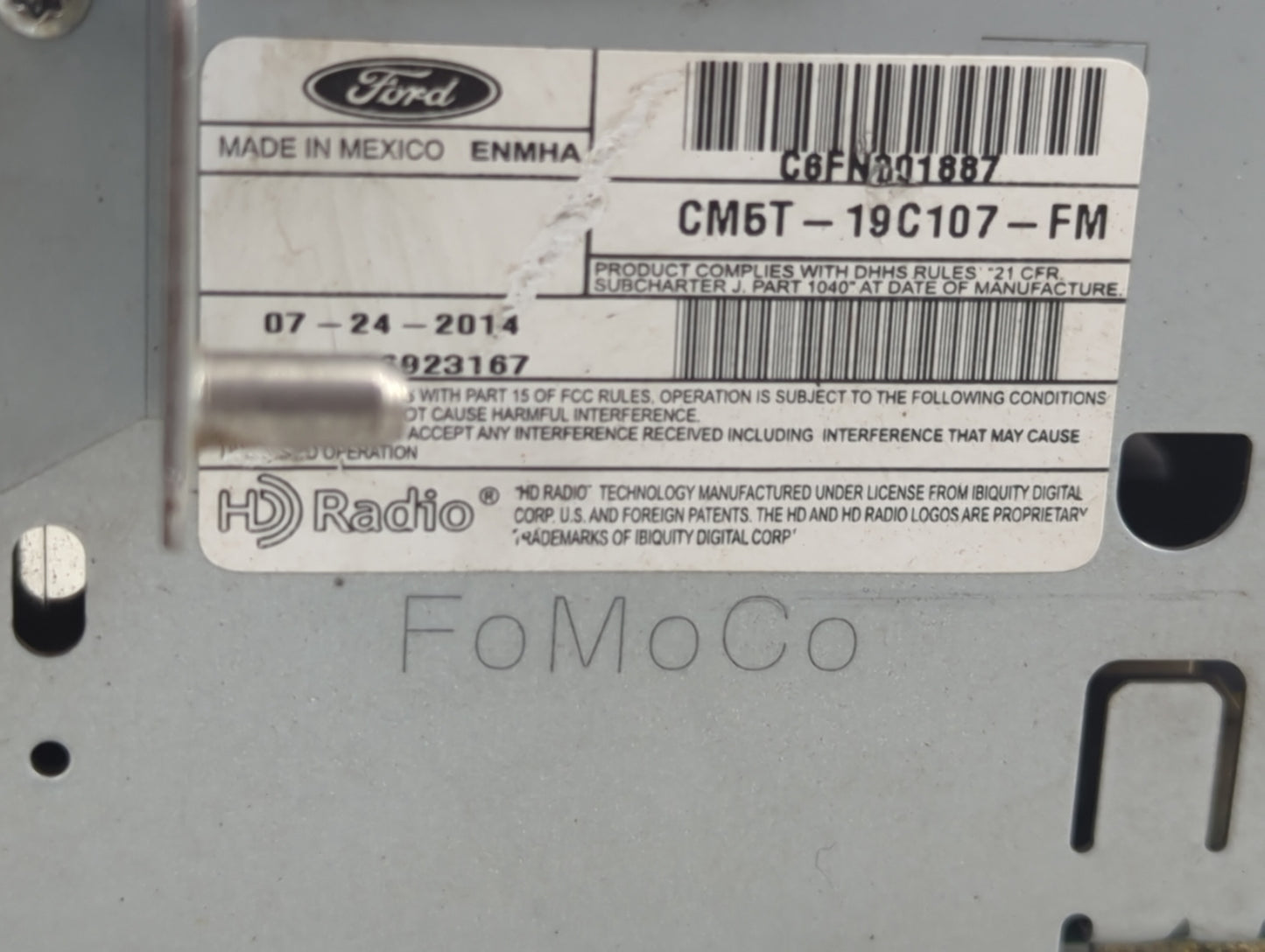 2013-2015 Ford C-Max Radio AM FM Cd Player Receiver Replacement P/N:CM5T-19C107-DH C6DH001793 Fits Fits 2013 2014 2015 OEM U