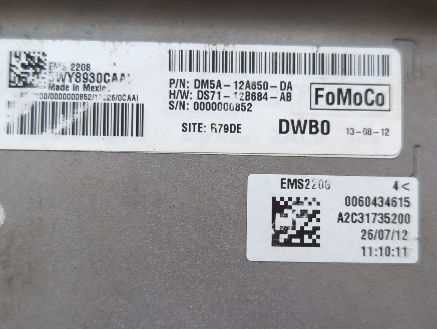 2013 Ford C-Max PCM Engine Control Computer ECU ECM PCU OEM P/N:DM5A-12A650-AK DM5A-12A650-DA, DM5A-12A650-DD, DM5A-12A650-K