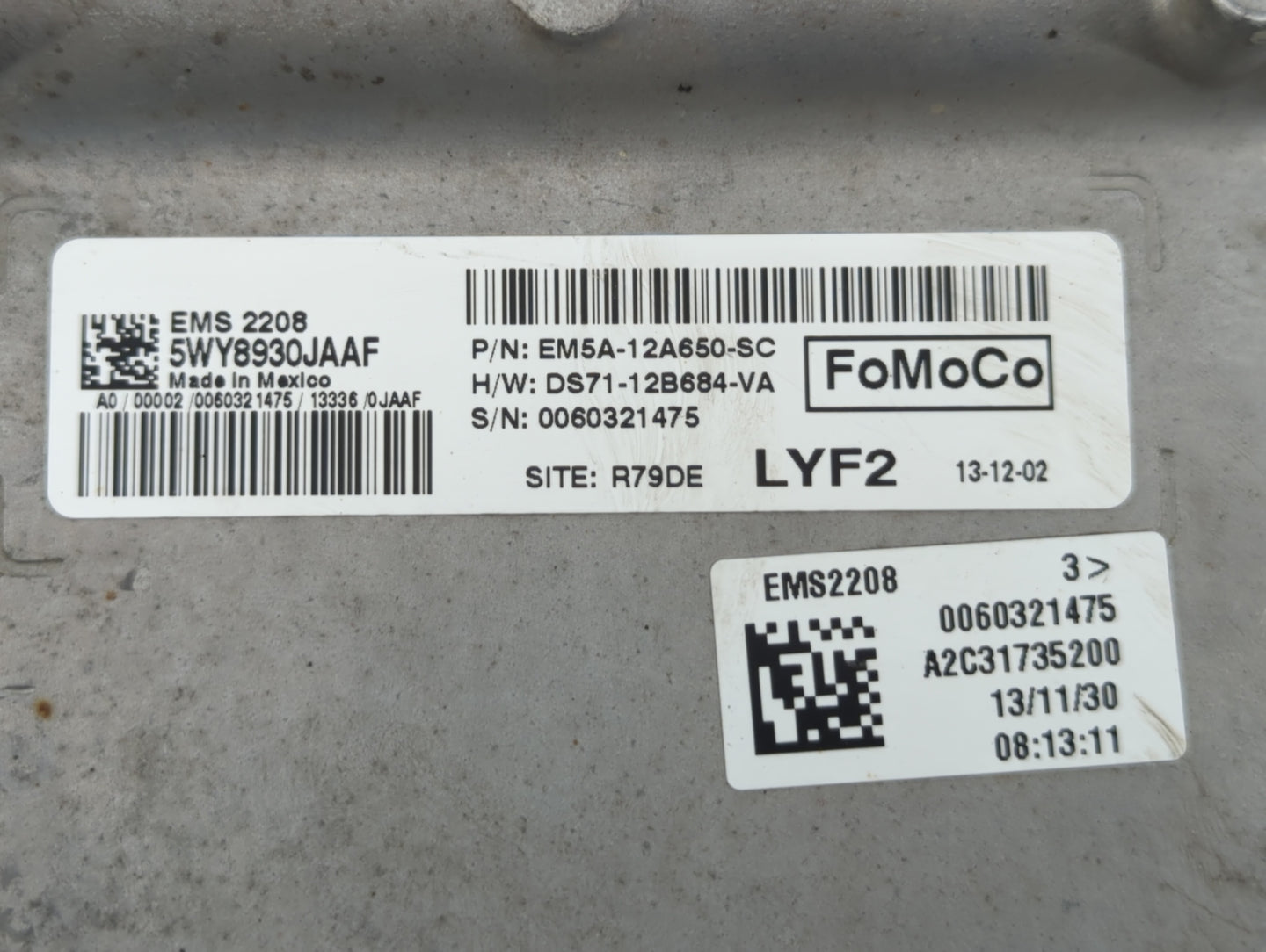 2013 Ford C-Max PCM Engine Control Computer ECU ECM PCU OEM P/N:EM5A-12A650-SC DS71-12B684-VA, DM5A-12A650-UB Fits OEM Used 