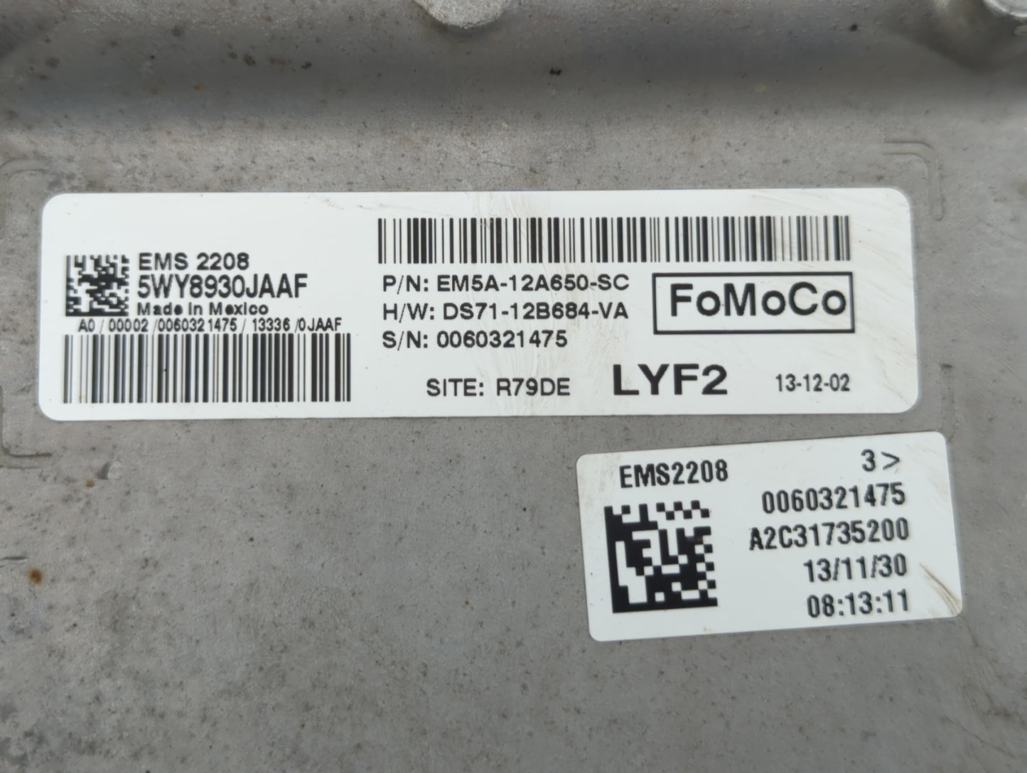 2013 Ford C-Max PCM Engine Control Computer ECU ECM PCU OEM P/N:EM5A-12A650-SC DS71-12B684-VA, DM5A-12A650-UB Fits OEM Used 