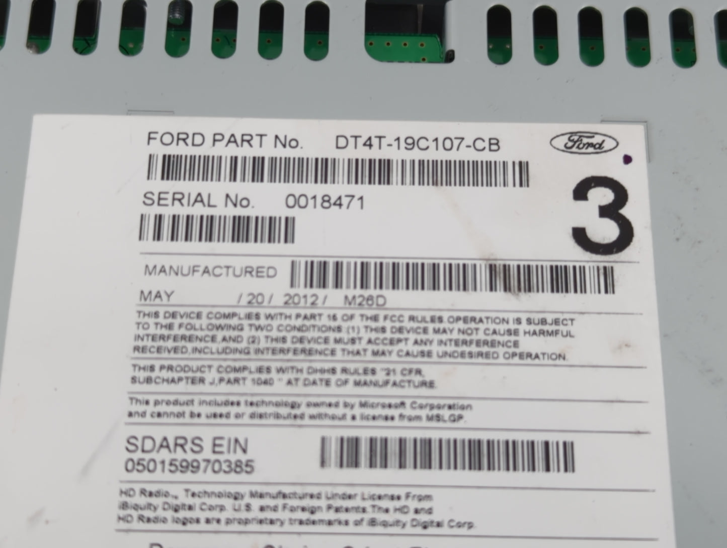 2013 Ford Edge Radio AM FM Cd Player Receiver Replacement P/N:DT4T-19C107-CB Fits OEM Used Auto Parts - Oemusedautoparts1.co