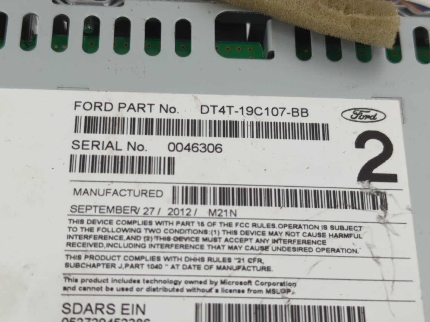 2013 Ford Edge Radio AM FM Cd Player Receiver Replacement P/N:DT4T-19C107-BB Fits OEM Used Auto Parts - Oemusedautoparts1.co