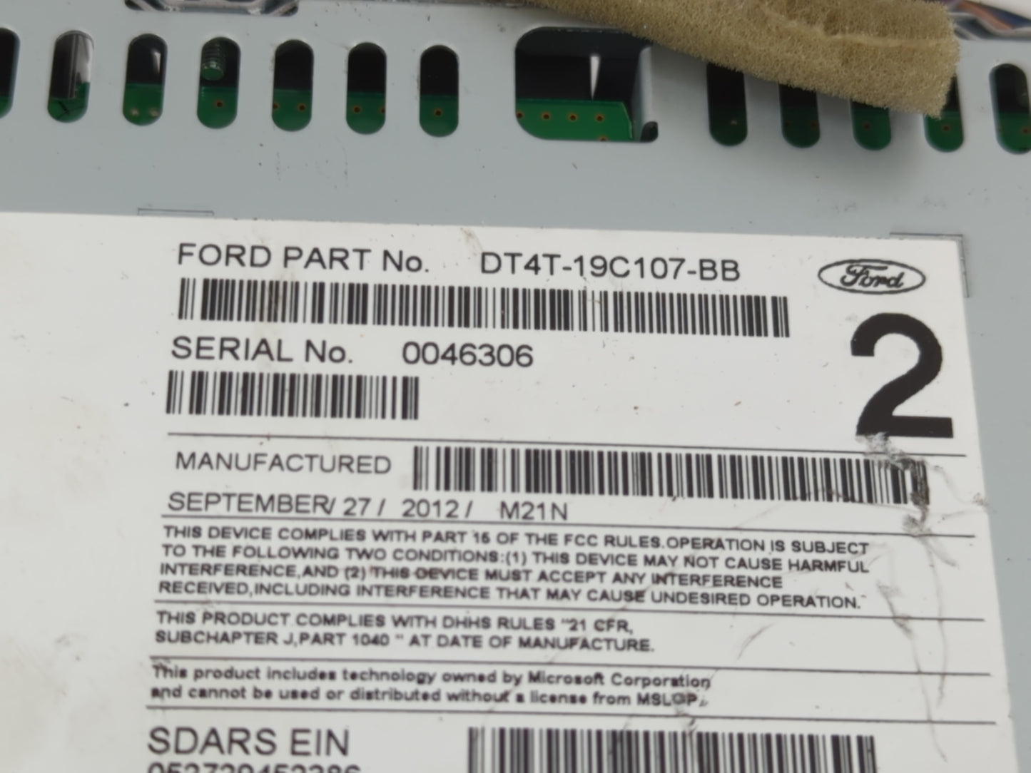 2013 Ford Edge Radio AM FM Cd Player Receiver Replacement P/N:DT4T-19C107-BB Fits OEM Used Auto Parts - Oemusedautoparts1.co