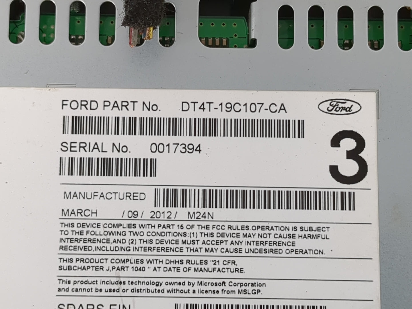 2013 Ford Edge Radio AM FM Cd Player Receiver Replacement P/N:DT4T-19C107-CA Fits OEM Used Auto Parts - Oemusedautoparts1.co