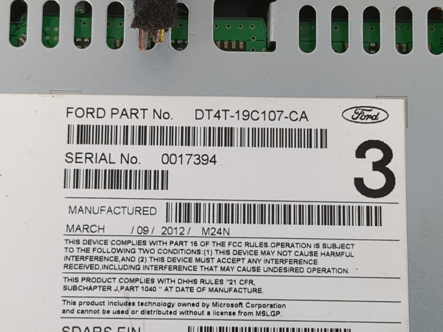 2013 Ford Edge Radio AM FM Cd Player Receiver Replacement P/N:DT4T-19C107-CA Fits OEM Used Auto Parts - Oemusedautoparts1.co