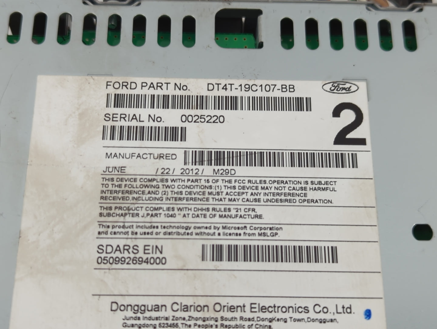 2013 Ford Edge Radio AM FM Cd Player Receiver Replacement P/N:DT4T-19C107-BB Fits OEM Used Auto Parts - Oemusedautoparts1.co