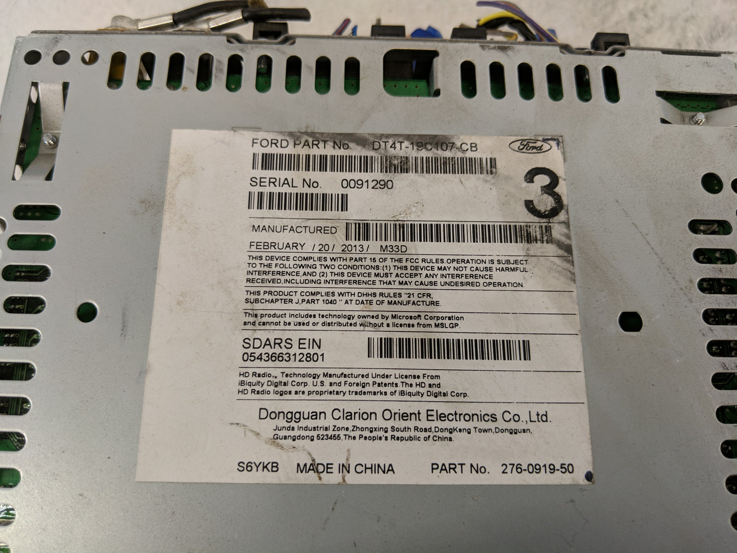 2013 Ford Edge Radio AM FM Cd Player Receiver Replacement P/N:DT4T-19C107-CB Fits OEM Used Auto Parts - Oemusedautoparts1.co