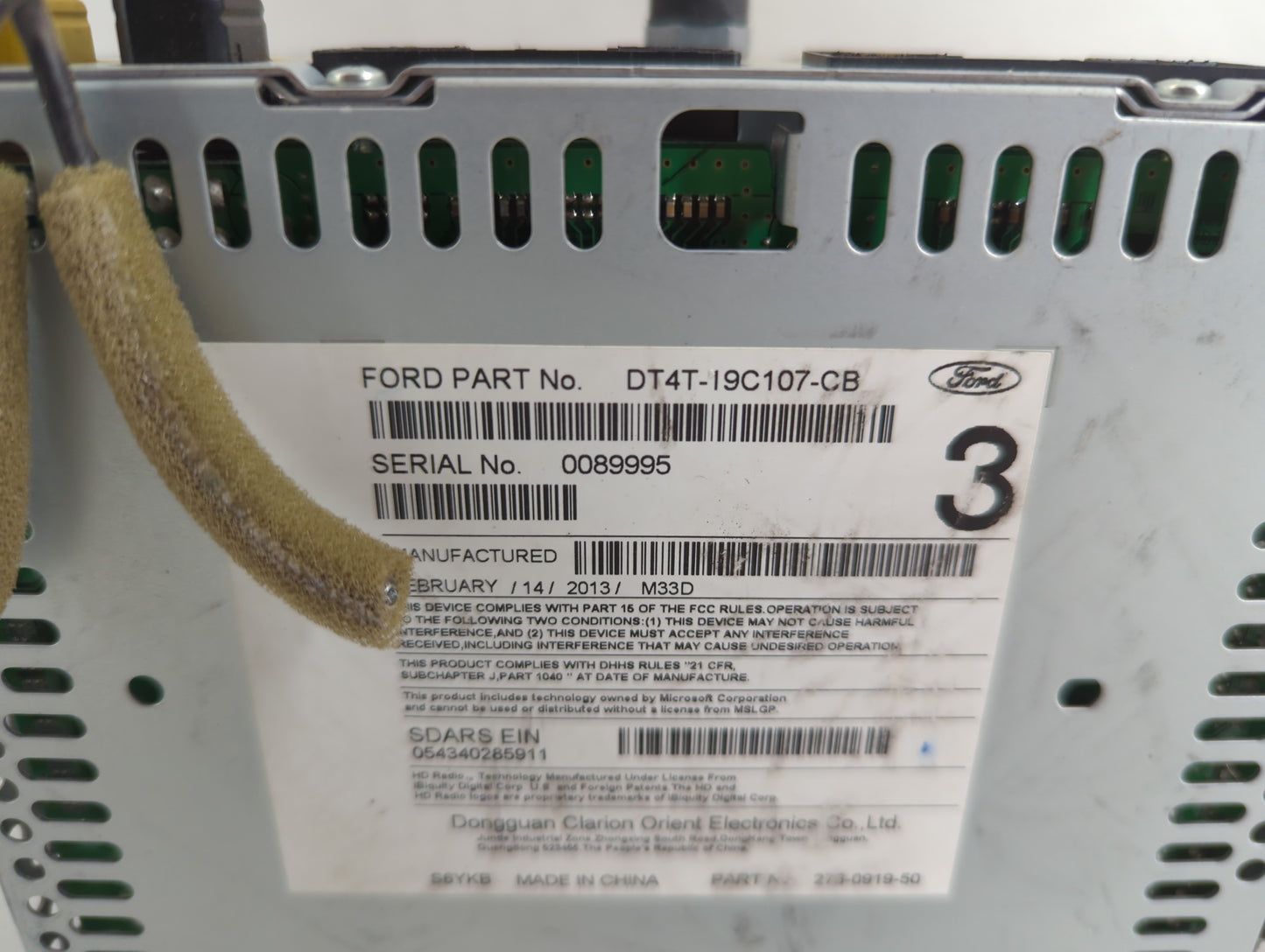 2013 Ford Edge Radio AM FM Cd Player Receiver Replacement P/N:DT4T-119C107-CB Fits OEM Used Auto Parts - Oemusedautoparts1.c