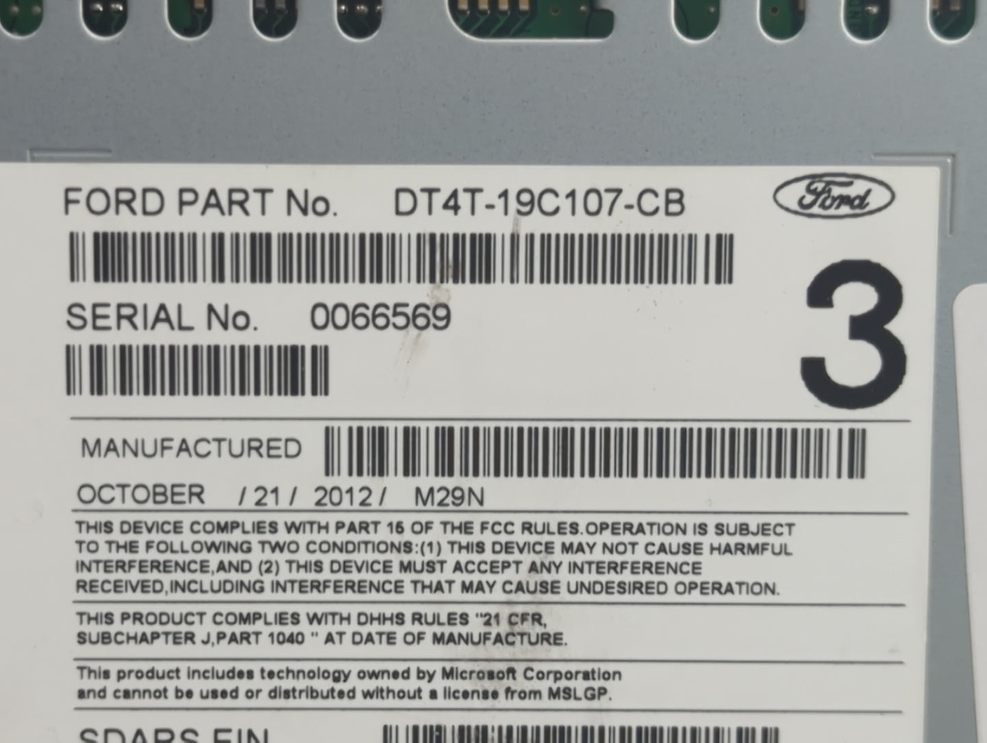 2013 Ford Edge Radio AM FM Cd Player Receiver Replacement P/N:DT4T-19C107-CB Fits OEM Used Auto Parts - Oemusedautoparts1.co