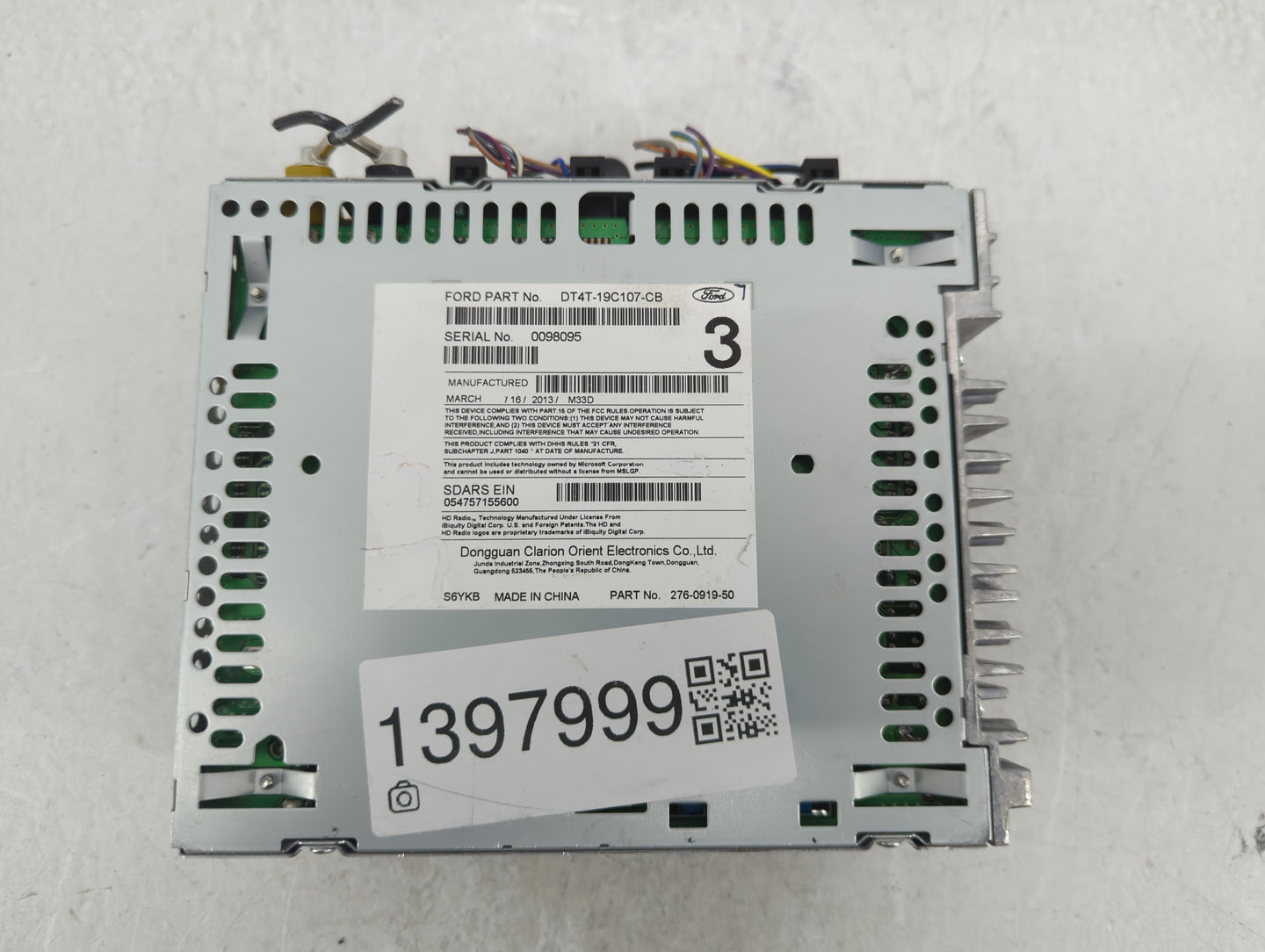 2013 Ford Edge Radio AM FM Cd Player Receiver Replacement P/N:DT4T-19C107-CB Fits OEM Used Auto Parts - Oemusedautoparts1.co