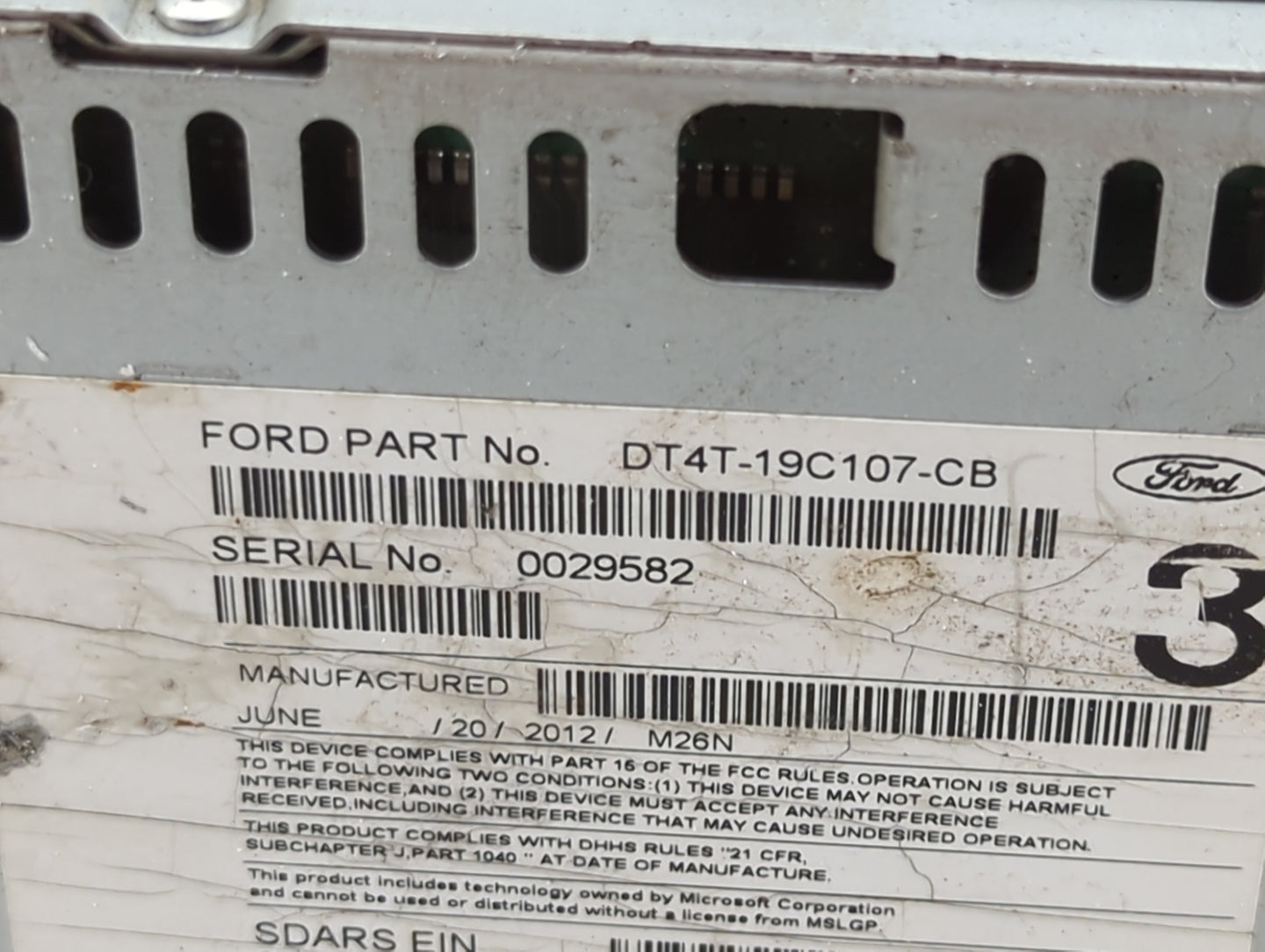2013 Ford Edge Radio AM FM Cd Player Receiver Replacement P/N:PU-3529L-A DT4T-19C107-CB, 276-0919-50 Fits OEM Used Auto Part