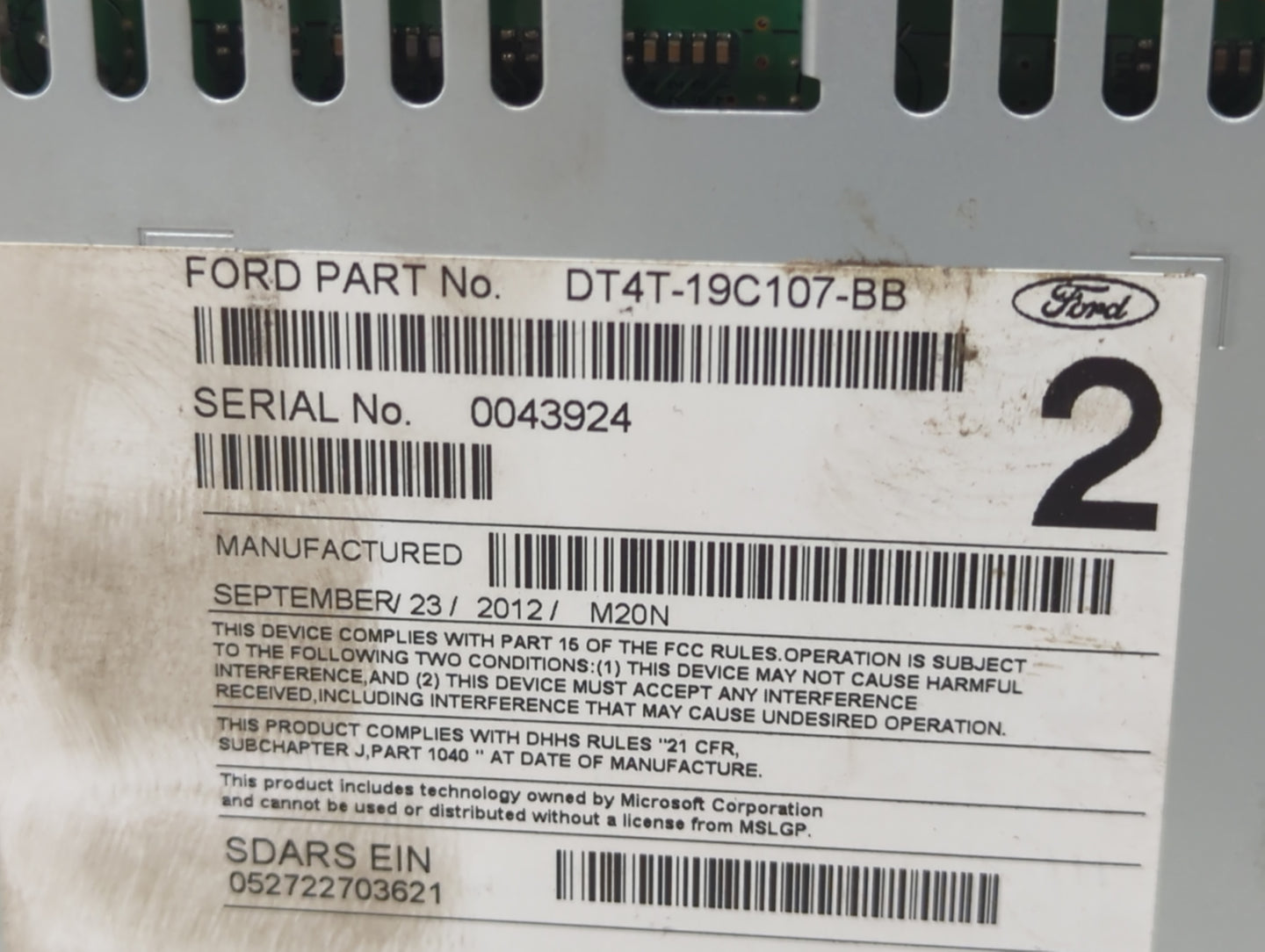 2013 Ford Edge Radio AM FM Cd Player Receiver Replacement P/N:PU-3528L-A DT4T-19C107-BB Fits OEM Used Auto Parts - Oemusedau