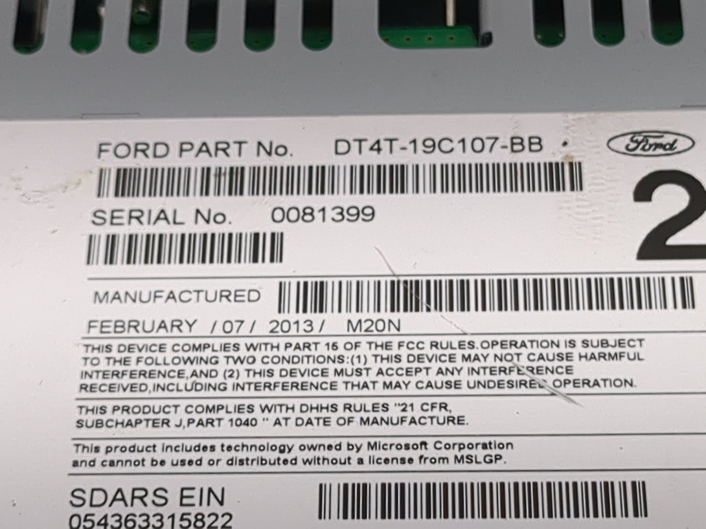 2013-2014 Ford Edge Radio AM FM Cd Player Receiver Replacement P/N:PU-3528L-A DT4T-19C107-BB Fits Fits 2013 2014 OEM Used Au