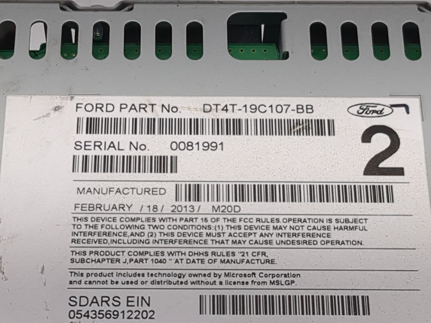 2013-2014 Ford Edge Radio AM FM Cd Player Receiver Replacement P/N:PU-3528L-A DT4T-19C107-BB Fits Fits 2013 2014 OEM Used Au