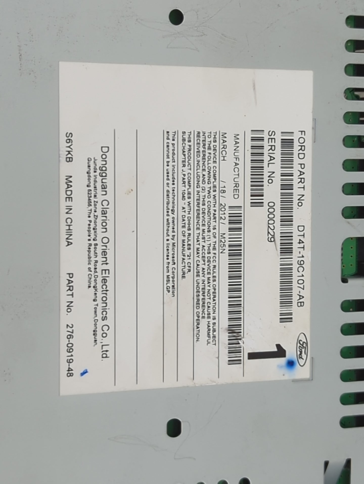 2013 Ford Edge Radio AM FM Cd Player Receiver Replacement P/N:DT4T-19C107-AB PU-3527L-A, 276-0819-48 Fits OEM Used Auto Part