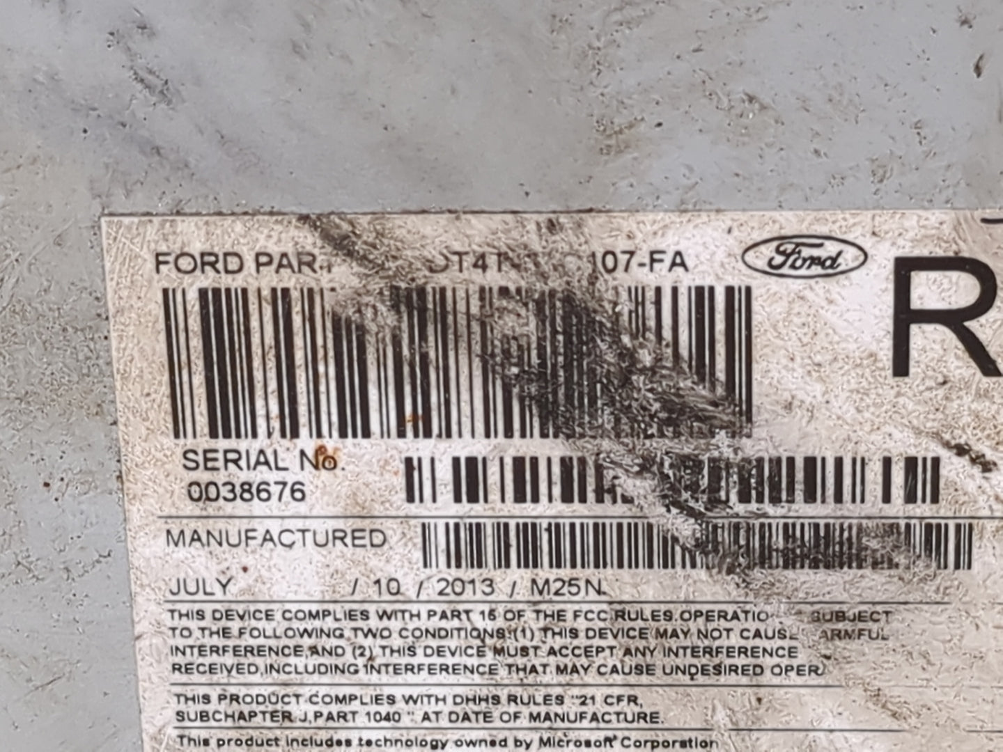 2013-2014 Ford Edge Radio AM FM Cd Player Receiver Replacement P/N:PU-3887L-A DT4T-19C107-FA Fits Fits 2013 2014 OEM Used Au