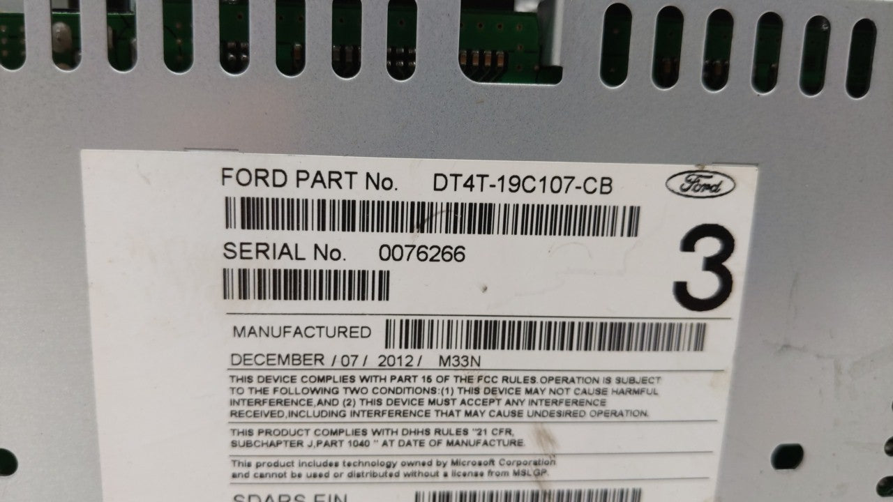 2013 Ford Edge Radio AM FM Cd Player Receiver Replacement P/N:DT4T-19C107-CB Fits OEM Used Auto Parts - Oemusedautoparts1.co