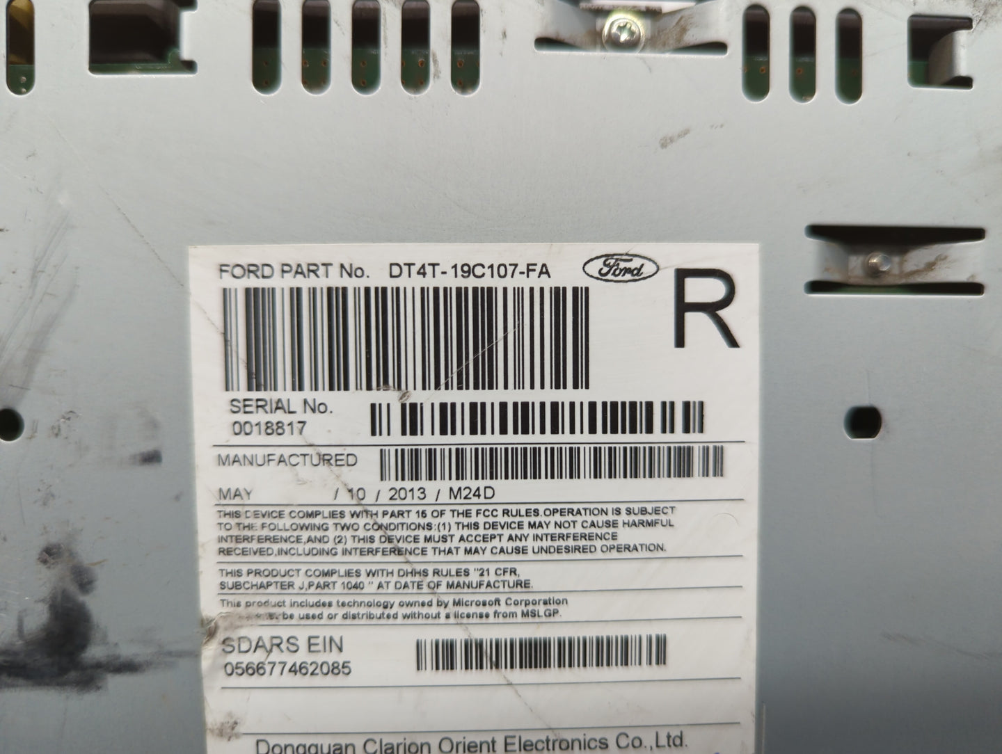 2013 Ford Edge Radio AM FM Cd Player Receiver Replacement P/N:DT4T-19C107-FA PU-3887L-A Fits OEM Used Auto Parts - Oemusedau