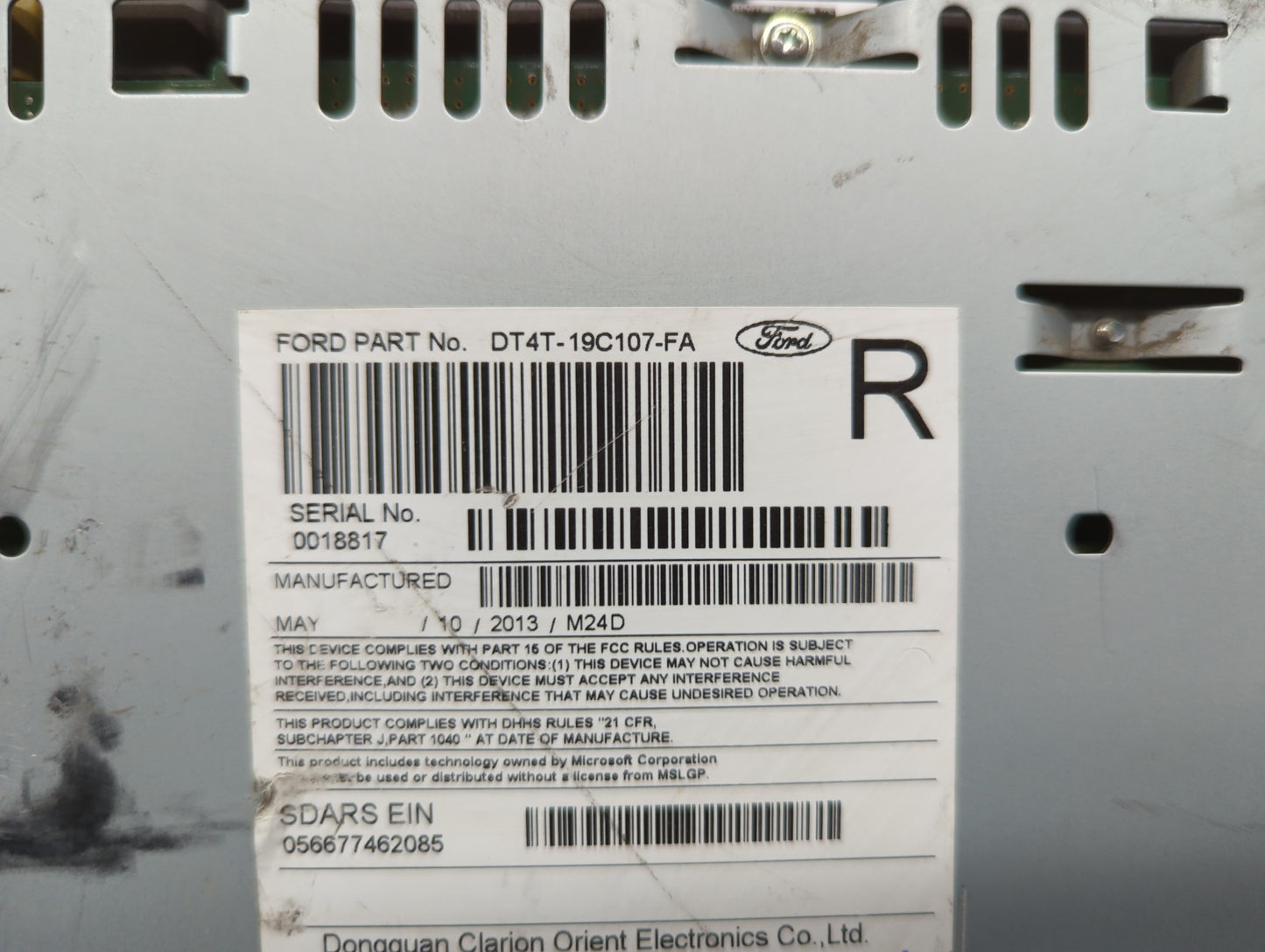 2013 Ford Edge Radio AM FM Cd Player Receiver Replacement P/N:DT4T-19C107-FA PU-3887L-A Fits OEM Used Auto Parts - Oemusedau