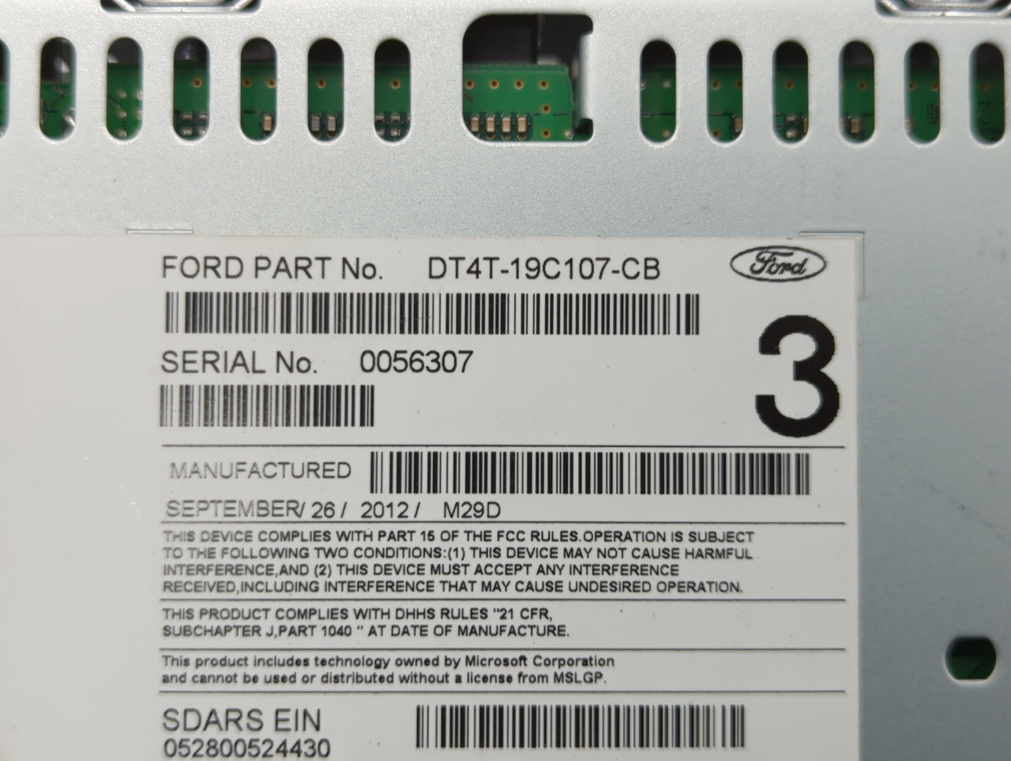 2013 Ford Edge Radio AM FM Cd Player Receiver Replacement P/N:DT4T-19C107-CA DT4T-19C107-CB Fits OEM Used Auto Parts - Oemus