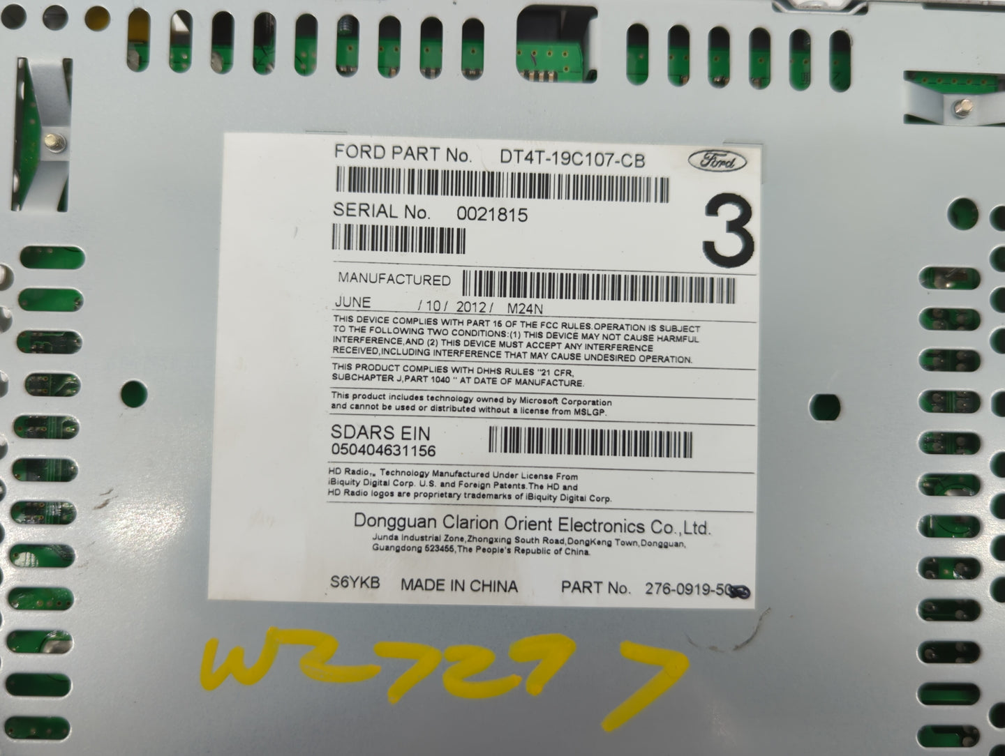 2013 Ford Edge Radio AM FM Cd Player Receiver Replacement P/N:DT4T-19C107-CA DT4T-19C107-CB Fits OEM Used Auto Parts - Oemus
