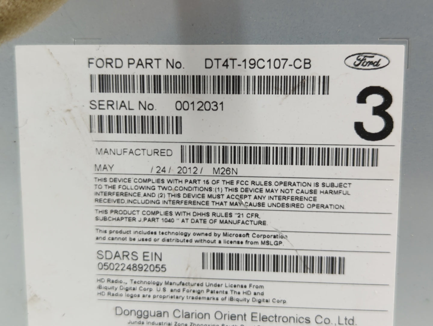 2013-2013 Ford Edge Am Fm Cd Player Radio Receiver - Oemusedautoparts1.com