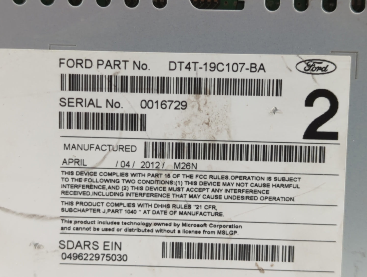 2013-2014 Ford Edge Am Fm Cd Player Radio Receiver - Oemusedautoparts1.com