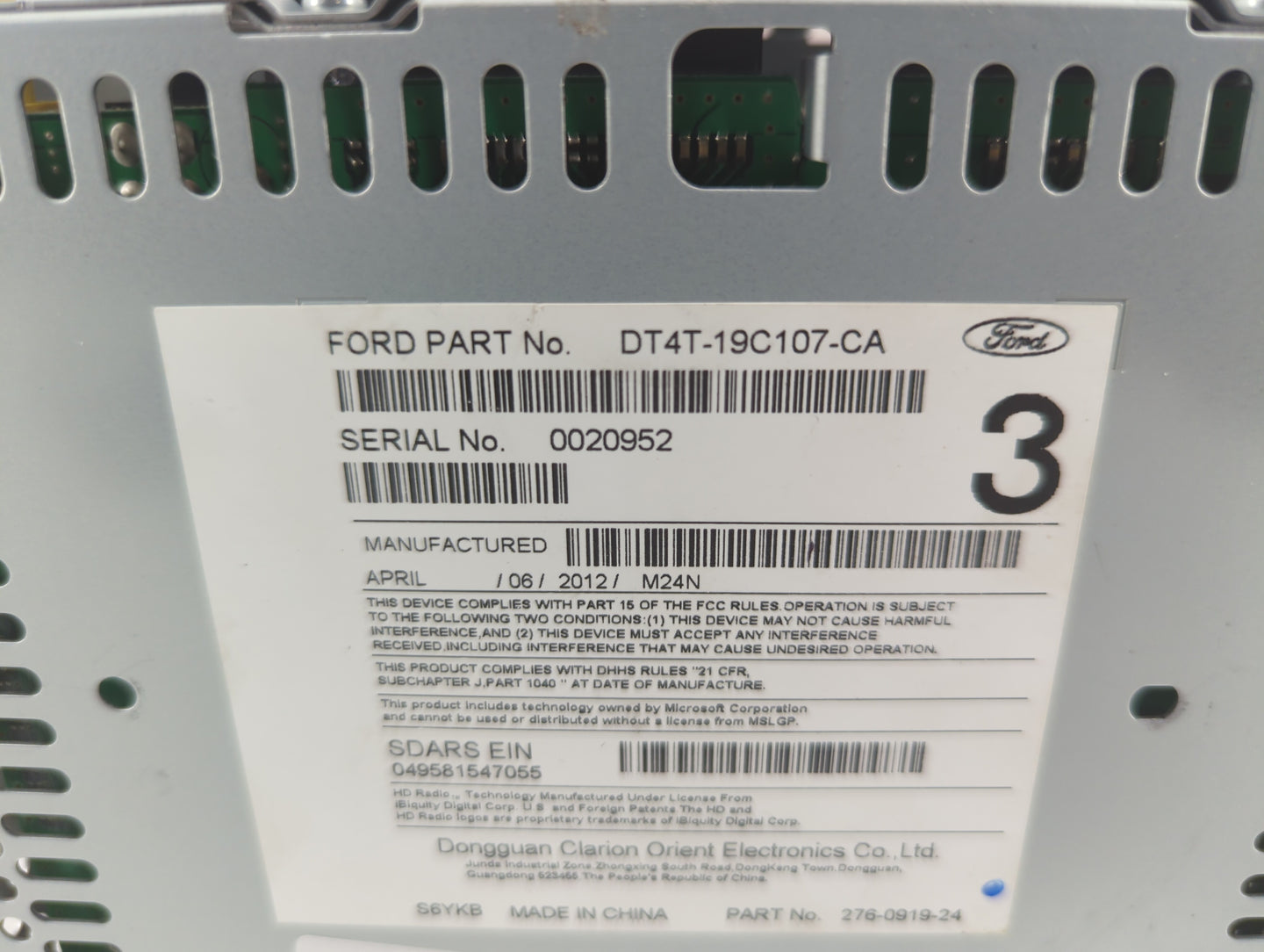 2013 Ford Edge Radio AM FM Cd Player Receiver Replacement P/N:DT4T-19C107-CA DT4T-19C107-CB Fits OEM Used Auto Parts - Oemus
