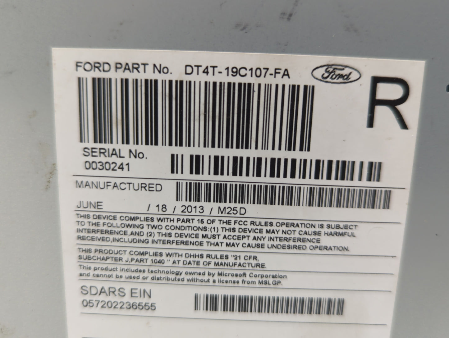 2013 Ford Edge Radio AM FM Cd Player Receiver Replacement P/N:DT4T-19C107-FA Fits OEM Used Auto Parts - Oemusedautoparts1.co