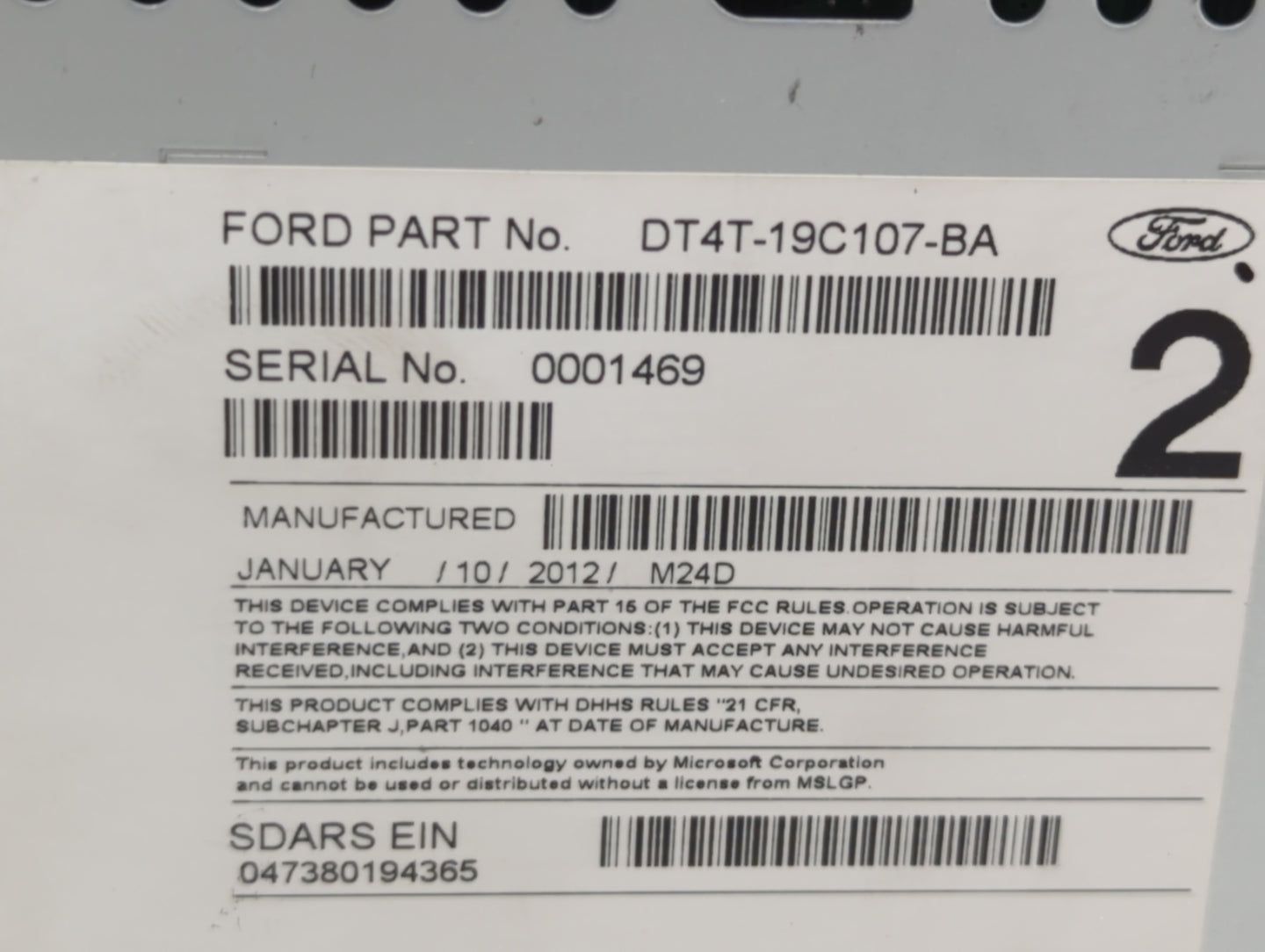 2013-2014 Ford Edge Radio AM FM Cd Player Receiver Replacement P/N:DT4T-19C107-BB DT4T-19C107-BA Fits Fits 2013 2014 OEM Use