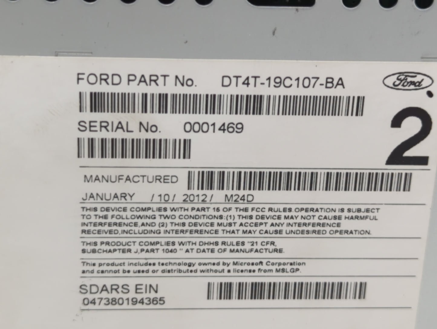 2013-2014 Ford Edge Radio AM FM Cd Player Receiver Replacement P/N:DT4T-19C107-BB DT4T-19C107-BA Fits Fits 2013 2014 OEM Use