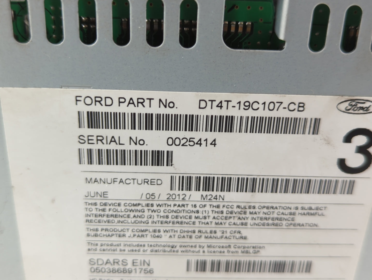 2013 Ford Edge Radio AM FM Cd Player Receiver Replacement P/N:DT4T-19C107-CA DT4T-19C107-CB Fits OEM Used Auto Parts - Oemus