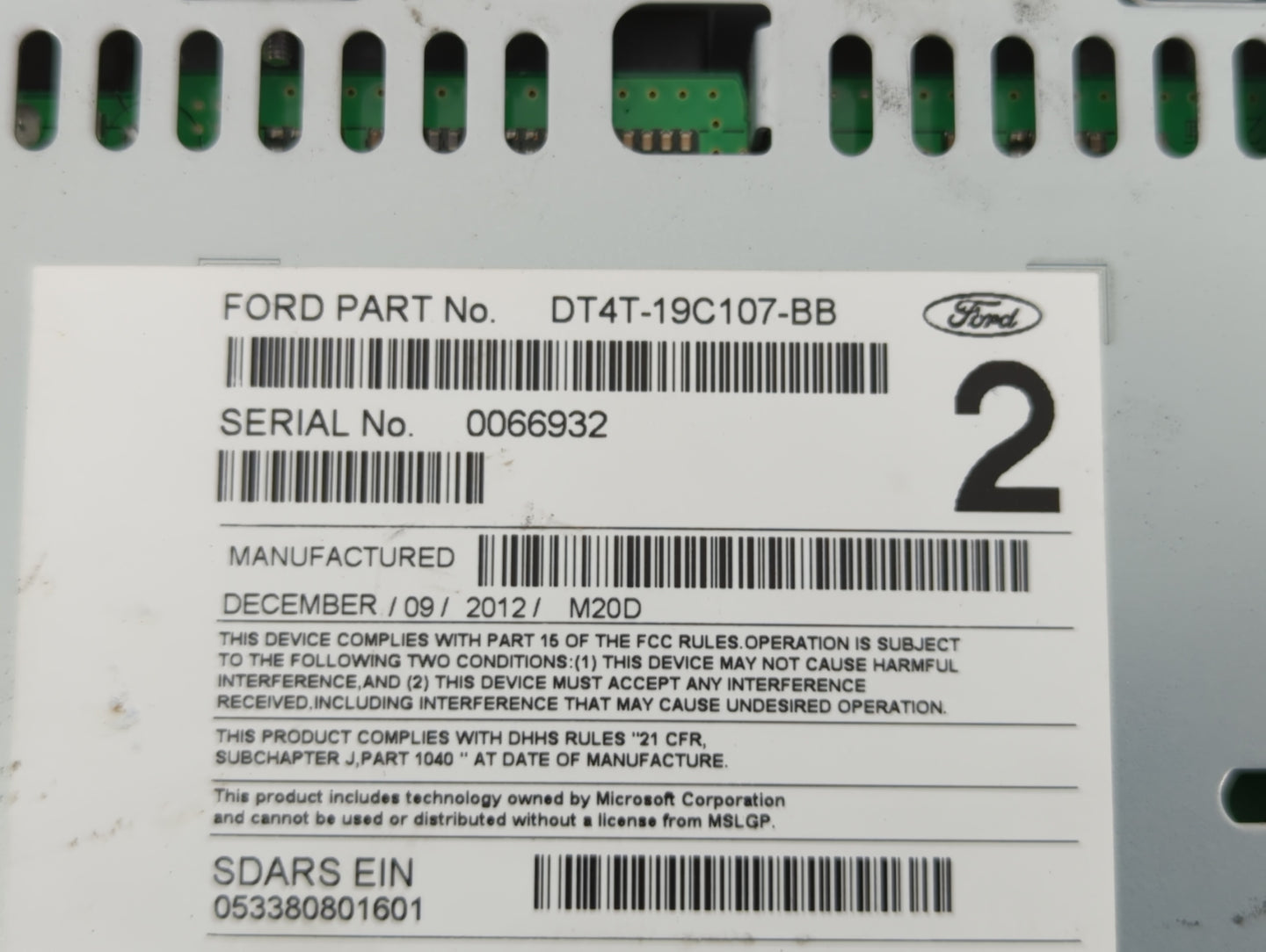 2013 Ford Edge Radio AM FM Cd Player Receiver Replacement P/N:DT4T-19C107-BB DT4T-19C107-CA, DT4T-19C107-CB Fits OEM Used Au