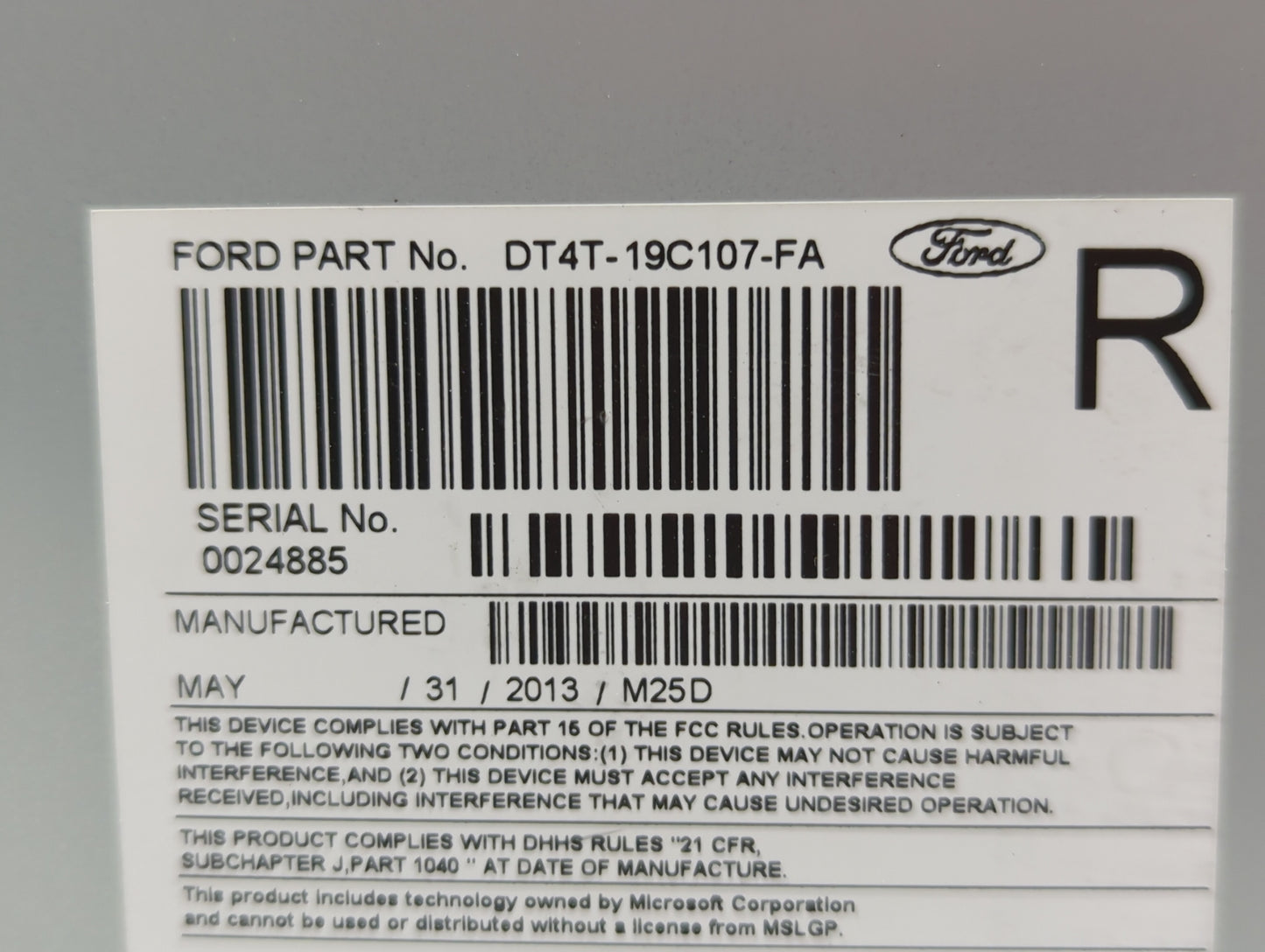 2013 Ford Edge Radio AM FM Cd Player Receiver Replacement P/N:DT4T-19C107-FA Fits OEM Used Auto Parts - Oemusedautoparts1.co