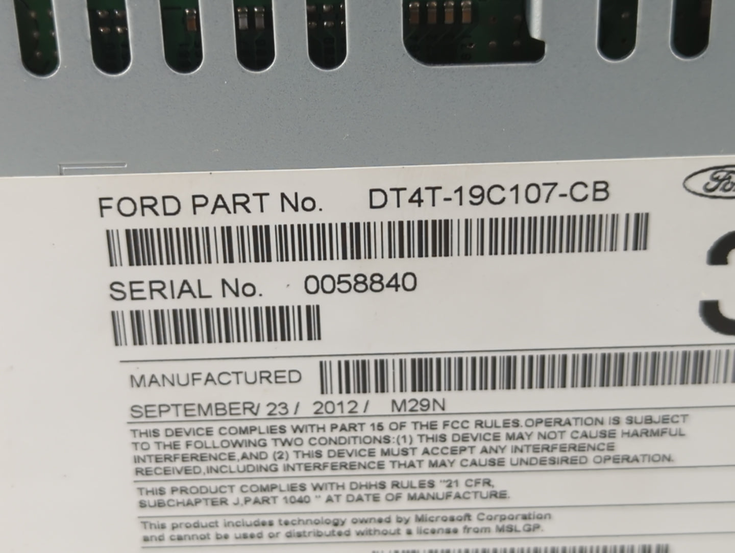 2013 Ford Edge Radio AM FM Cd Player Receiver Replacement P/N:DT4T-19C107-CB Fits OEM Used Auto Parts - Oemusedautoparts1.co