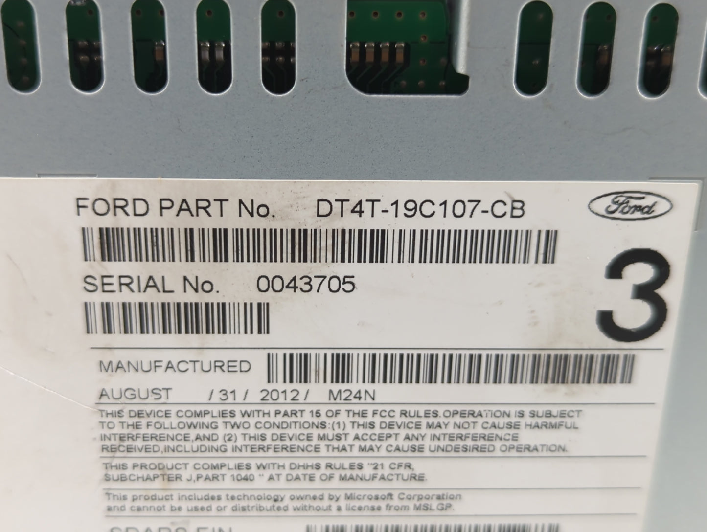 2013 Ford Edge Radio AM FM Cd Player Receiver Replacement P/N:DT4T-19C107-CB Fits OEM Used Auto Parts - Oemusedautoparts1.co