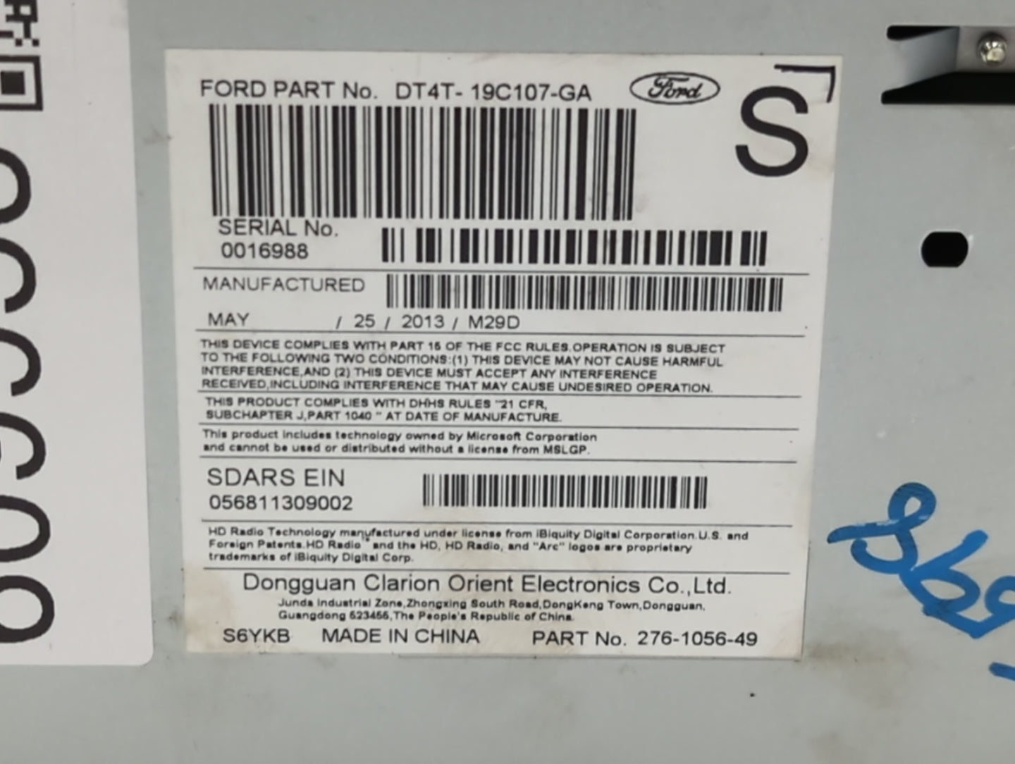 2013-2013 Ford Edge Am Fm Cd Player Radio Receiver - Oemusedautoparts1.com