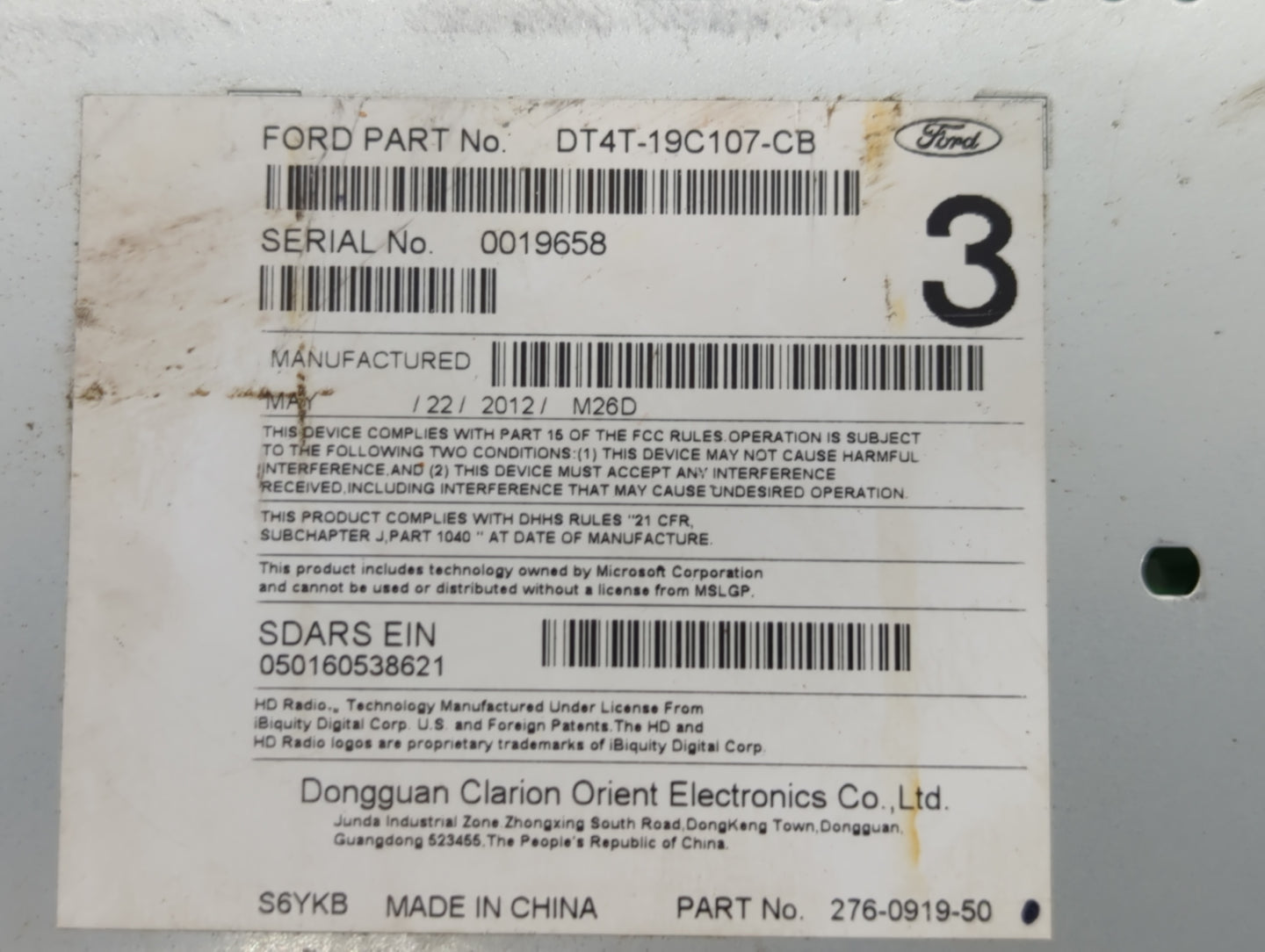 2013-2013 Ford Edge Am Fm Cd Player Radio Receiver - Oemusedautoparts1.com
